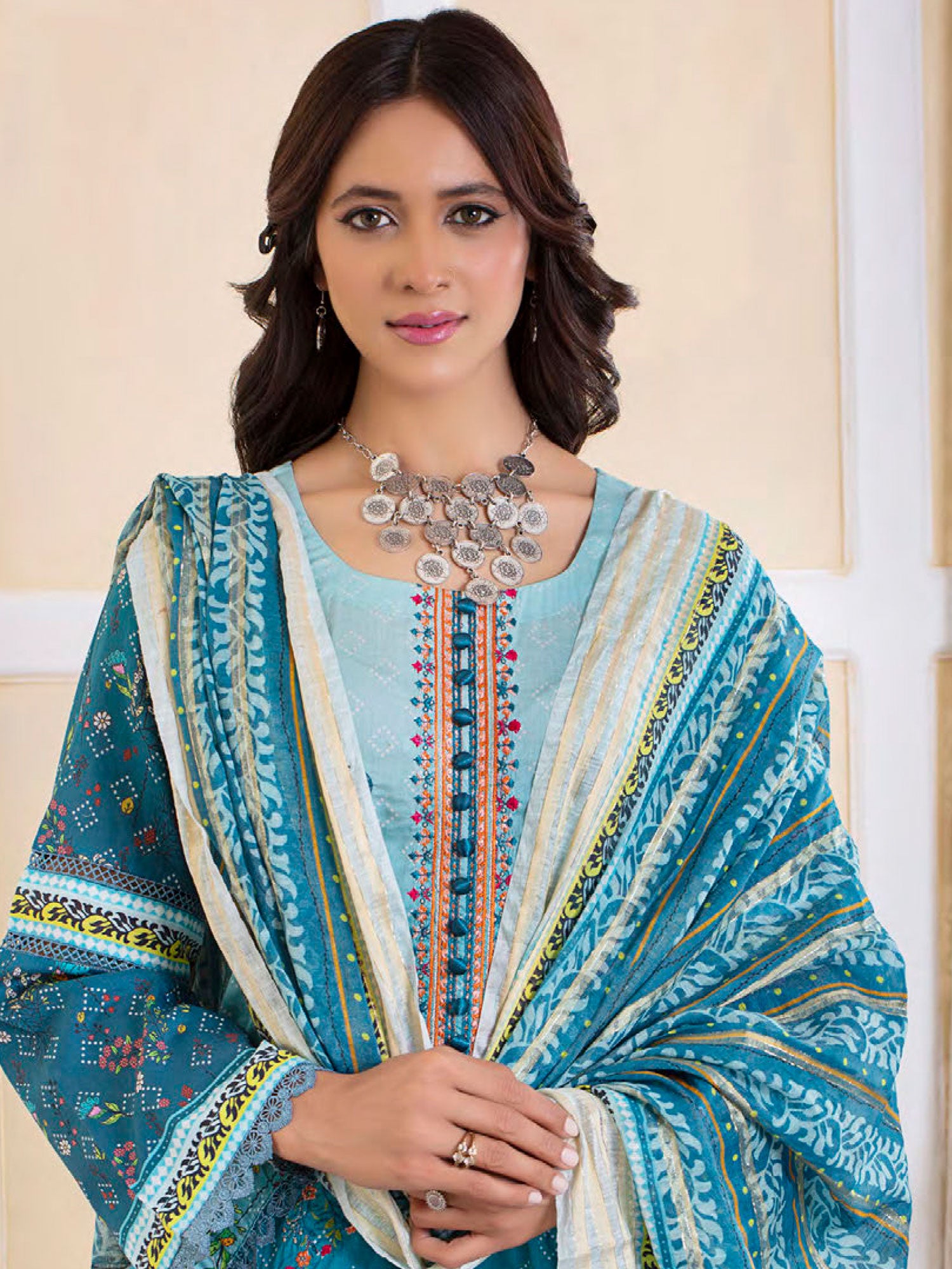 Munira Blue Embroidered Lawn Suit (MSL-04)