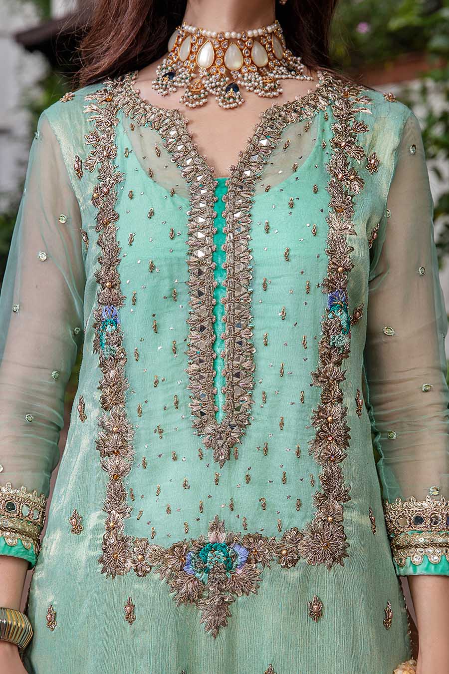 Khuda Baksh Turquoise Pure Resham Karandi Suit (P-235)