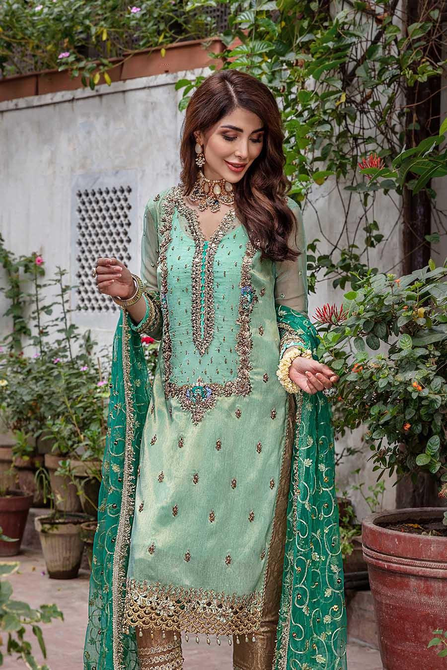 Khuda Baksh Turquoise Pure Resham Karandi Suit (P-235)