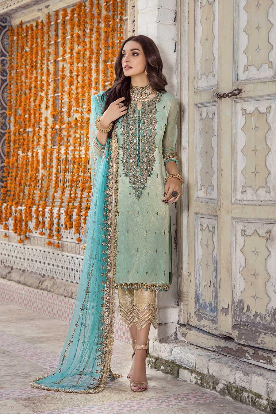 Khuda Baksh Turquoise Pure Resham Karandi Suit (P-236)