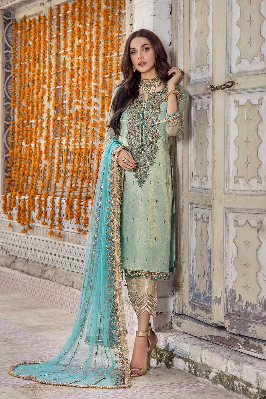 Khuda Baksh Turquoise Pure Resham Karandi Suit (P-236)