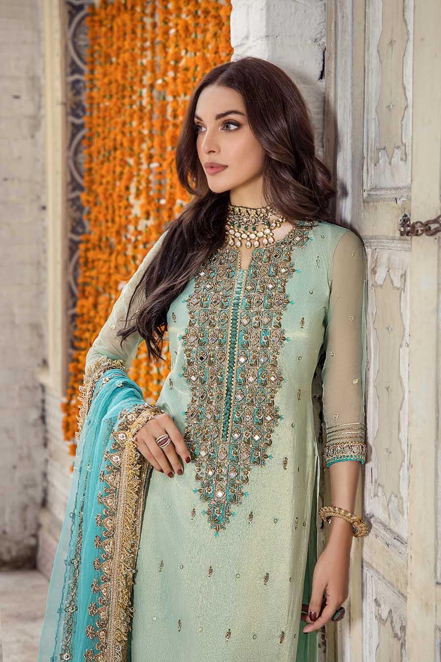 Khuda Baksh Turquoise Pure Resham Karandi Suit (P-236)