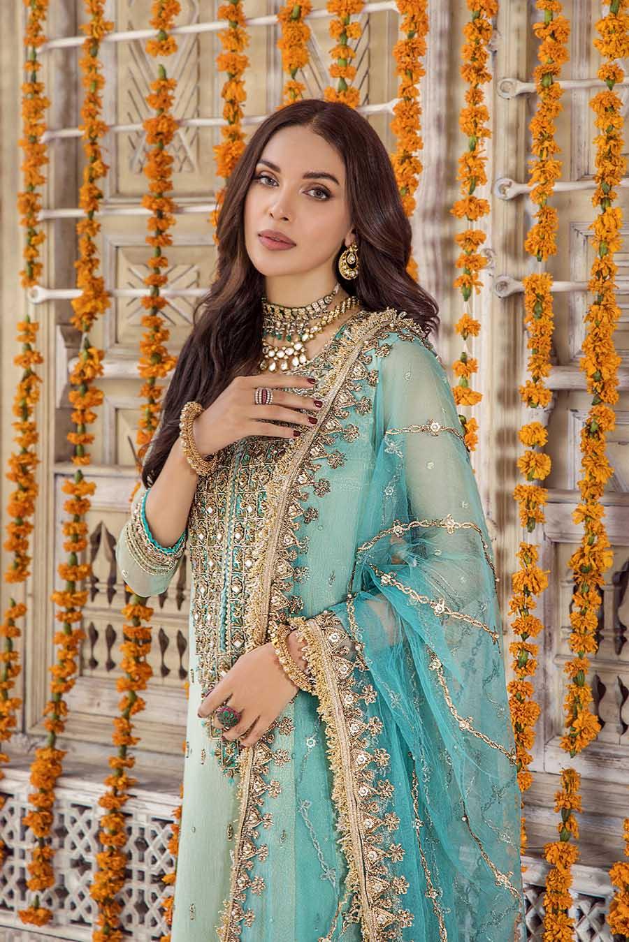 Khuda Baksh Turquoise Pure Resham Karandi Suit (P-236)