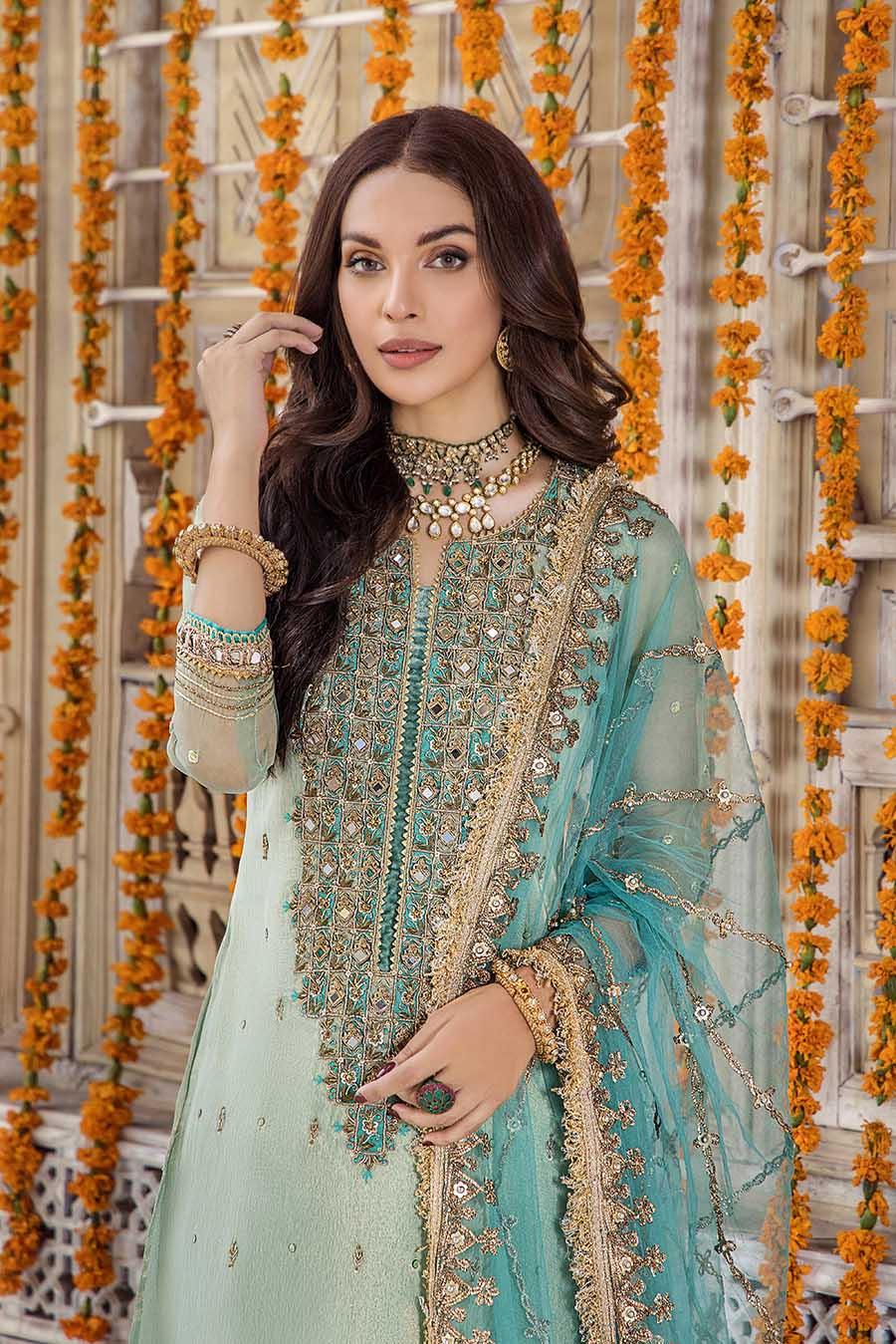 Khuda Baksh Turquoise Pure Resham Karandi Suit (P-236)