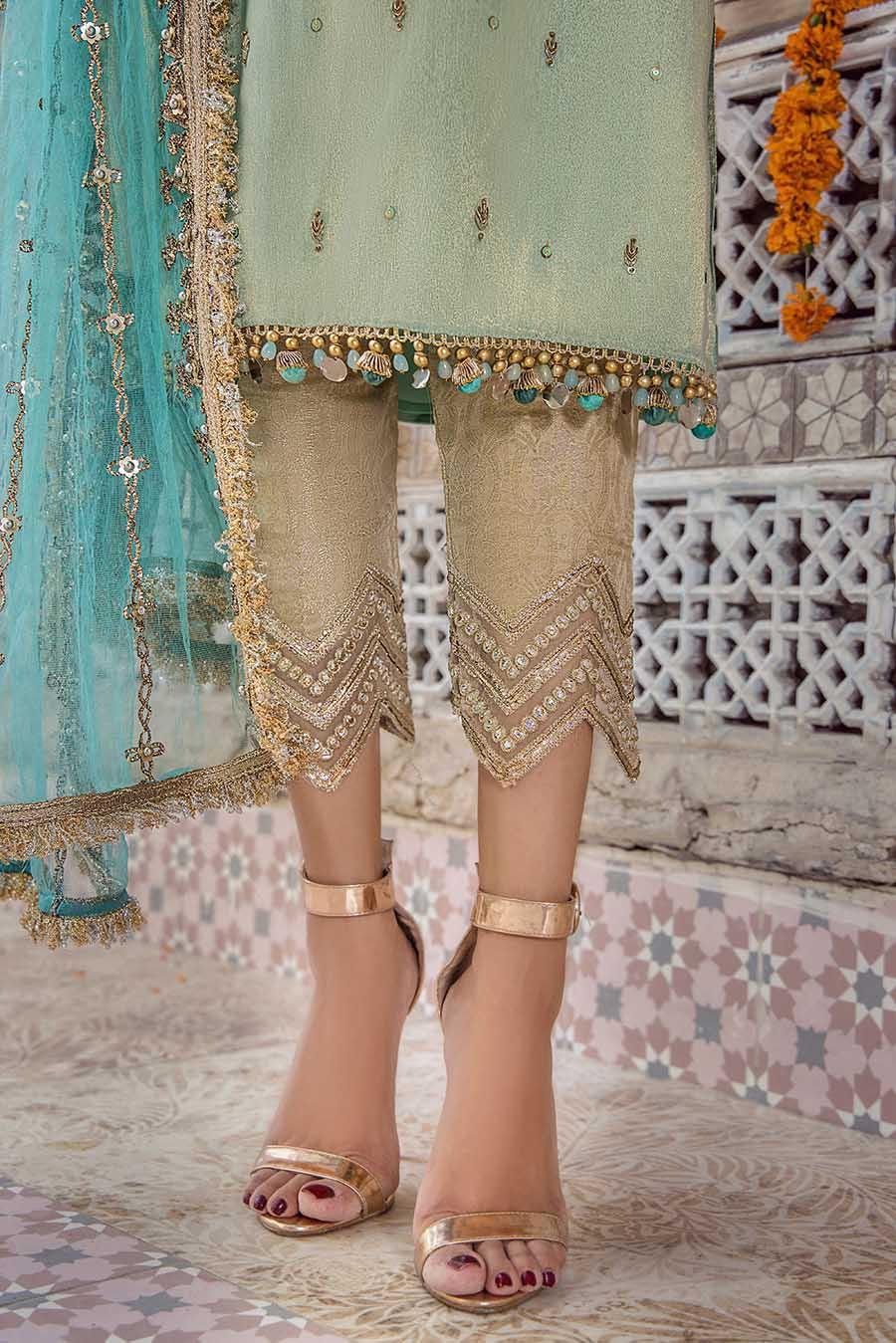 Khuda Baksh Turquoise Pure Resham Karandi Suit (P-236)