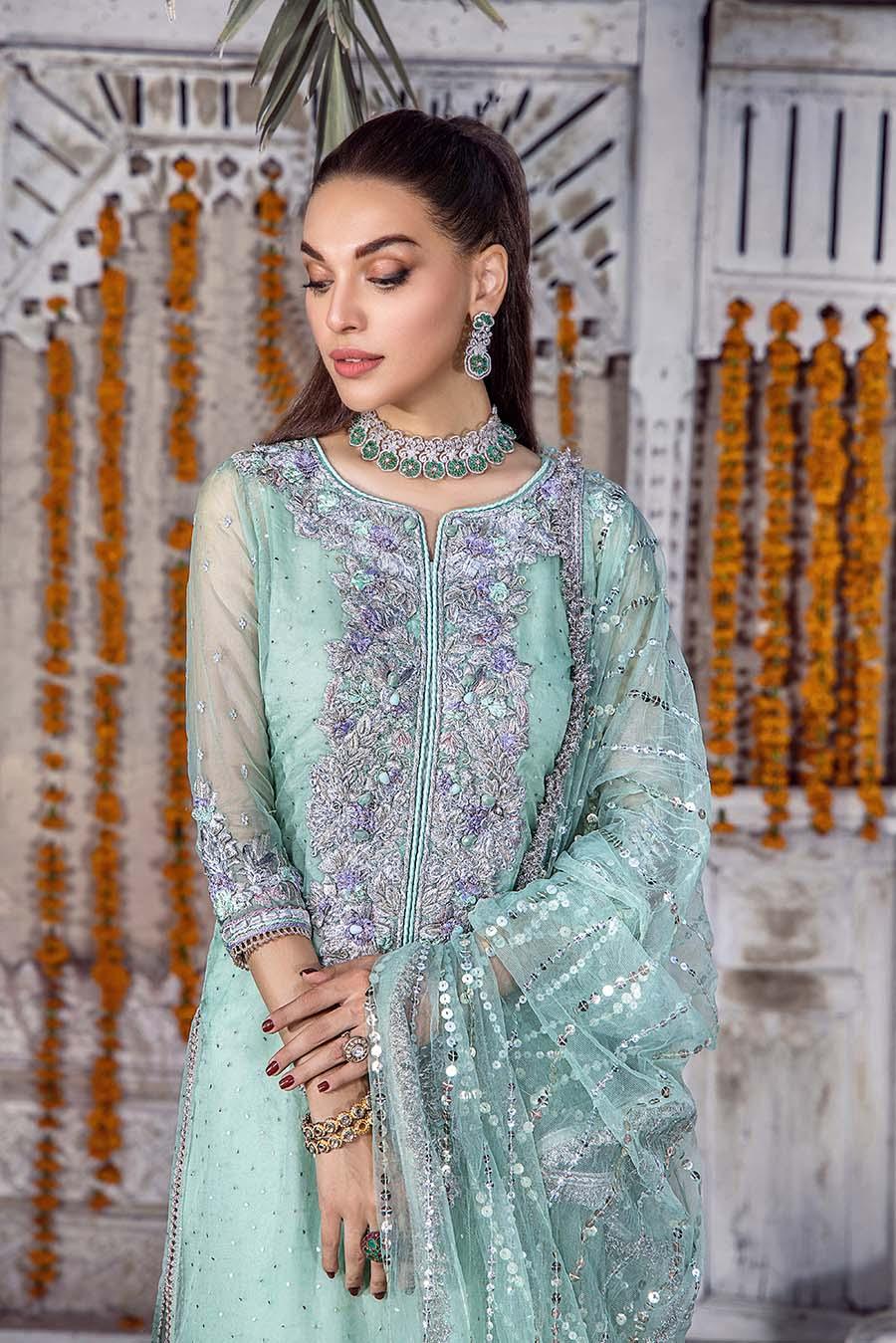 Khuda Baksh Ice Green Pure Organza Suit (P-250)