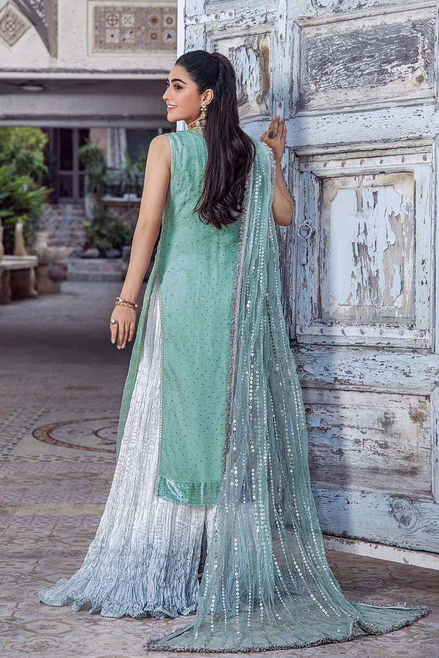 Khuda Baksh Ice Green Pure Organza Suit (P-250)