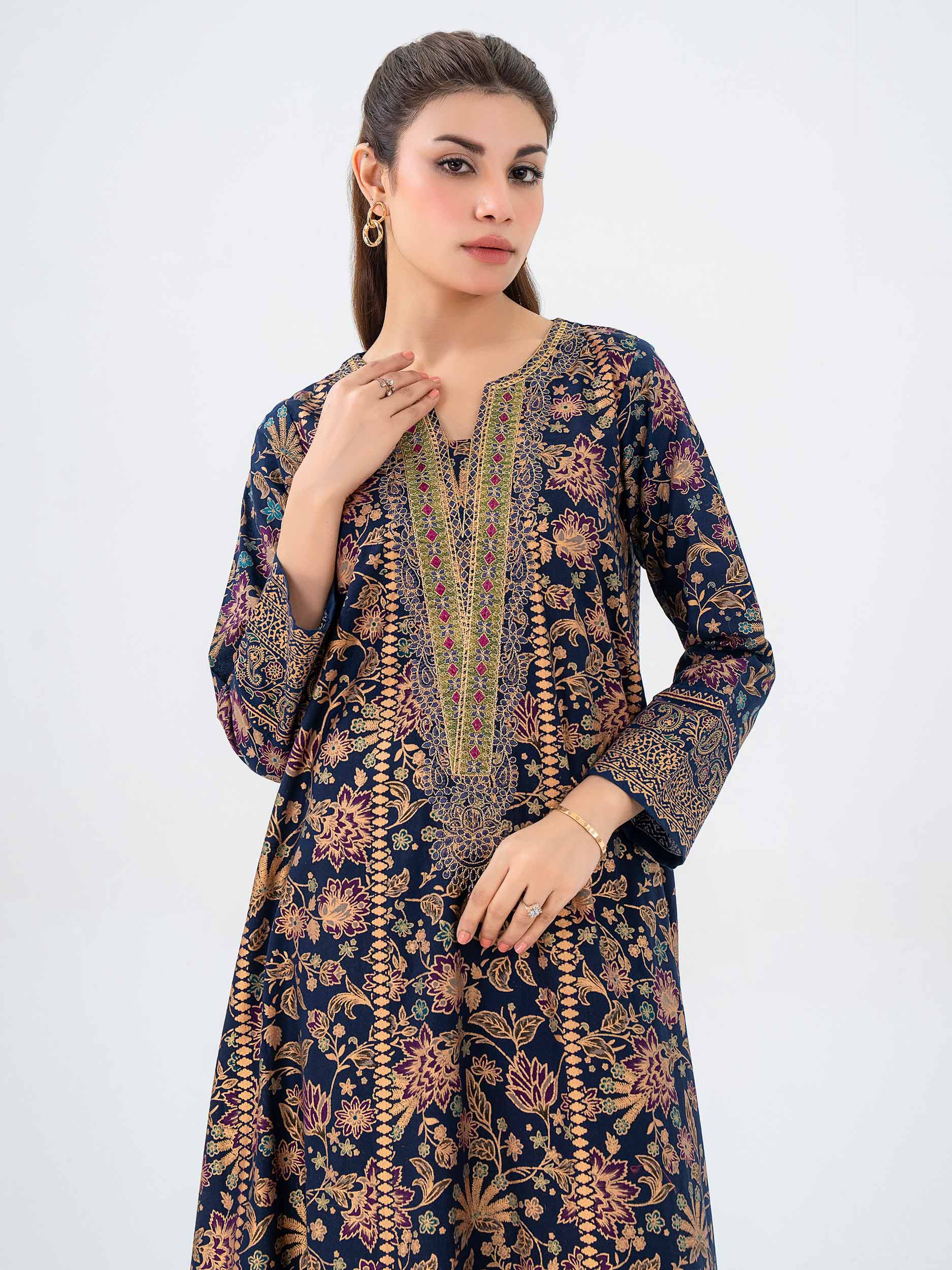 Limelight Blue Khaddar Embroidered Shirt (P9780SH)