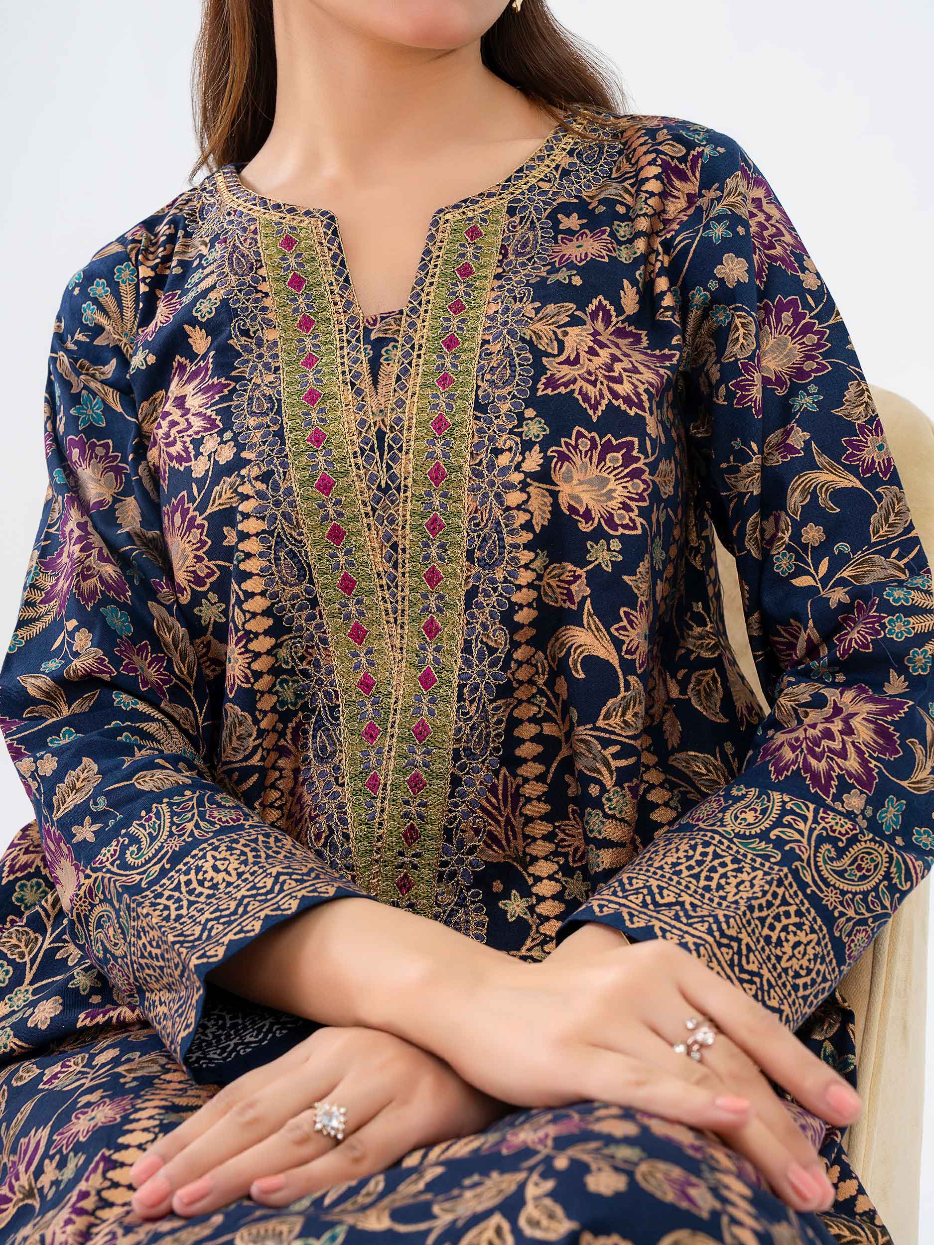 Limelight Blue Khaddar Embroidered Shirt (P9780SH)