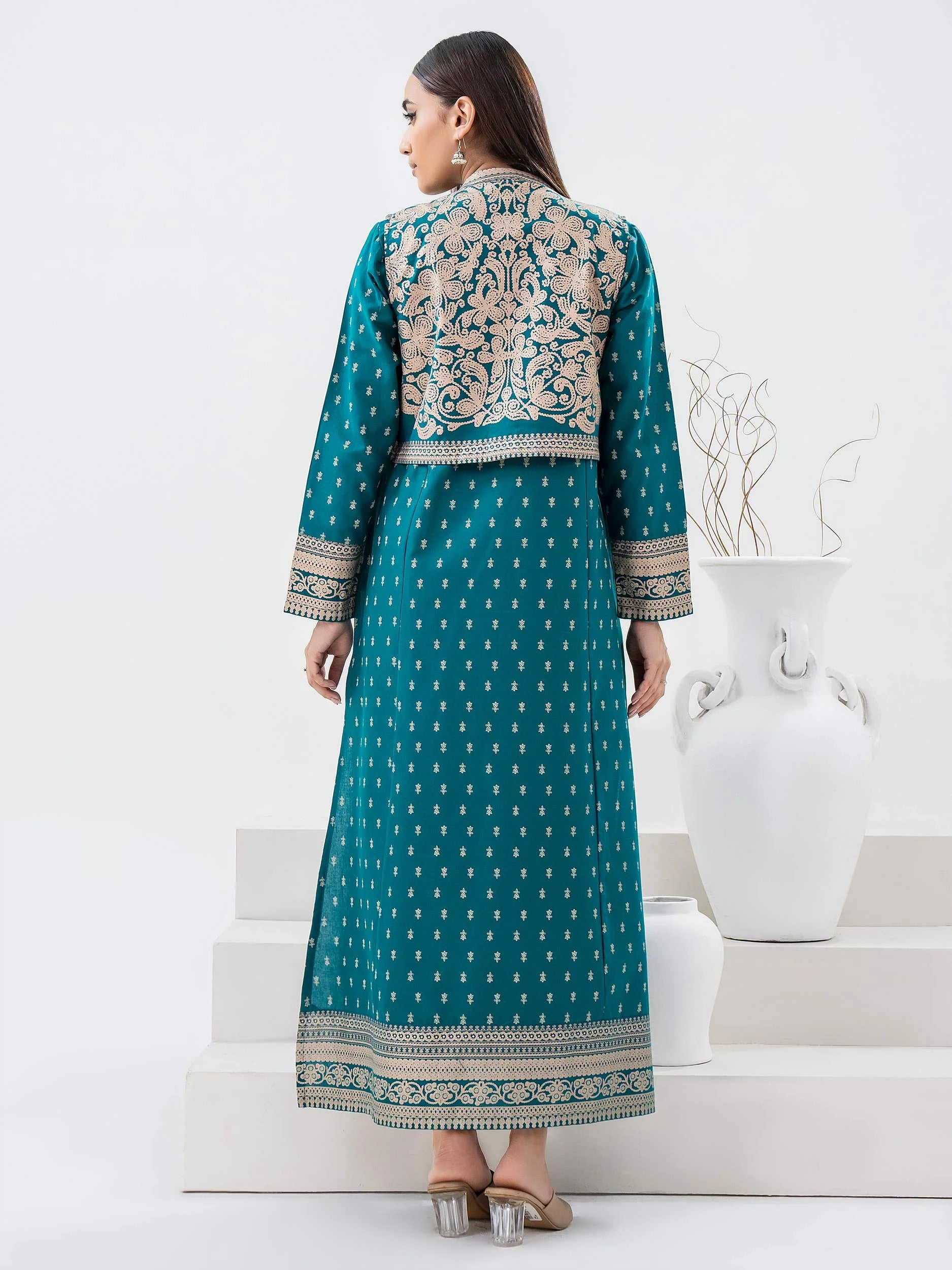 Limelight Teal Khaddar Shirt with Bolero (P9861SH)