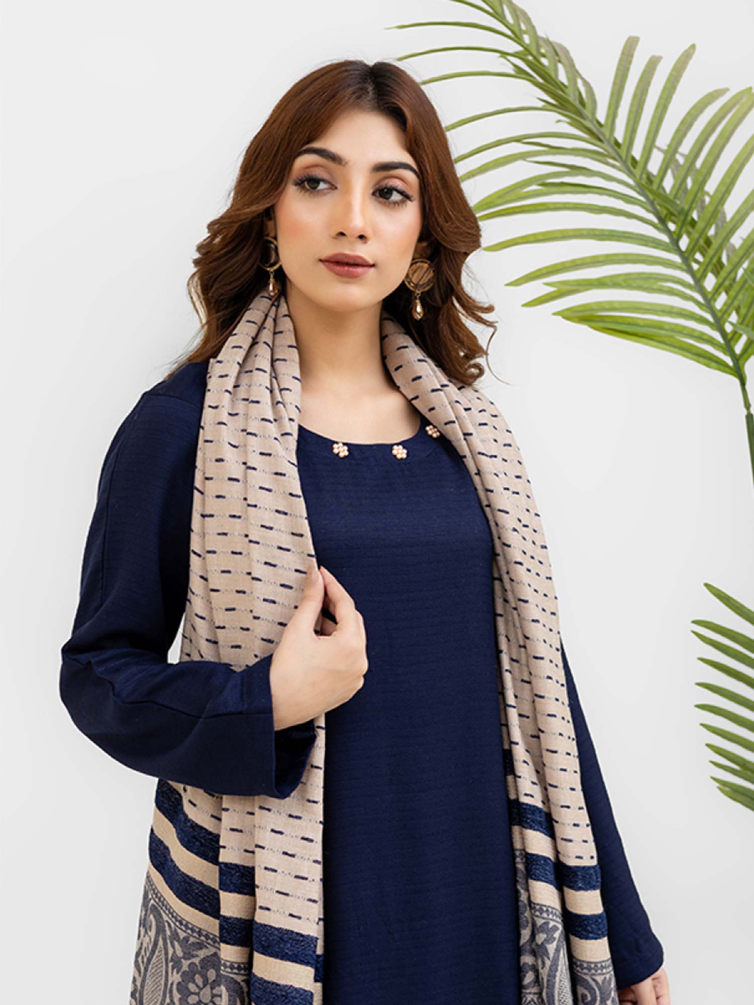 Rangz Navy Winter Dhanak Suit with Kashmiri Wool Shawl