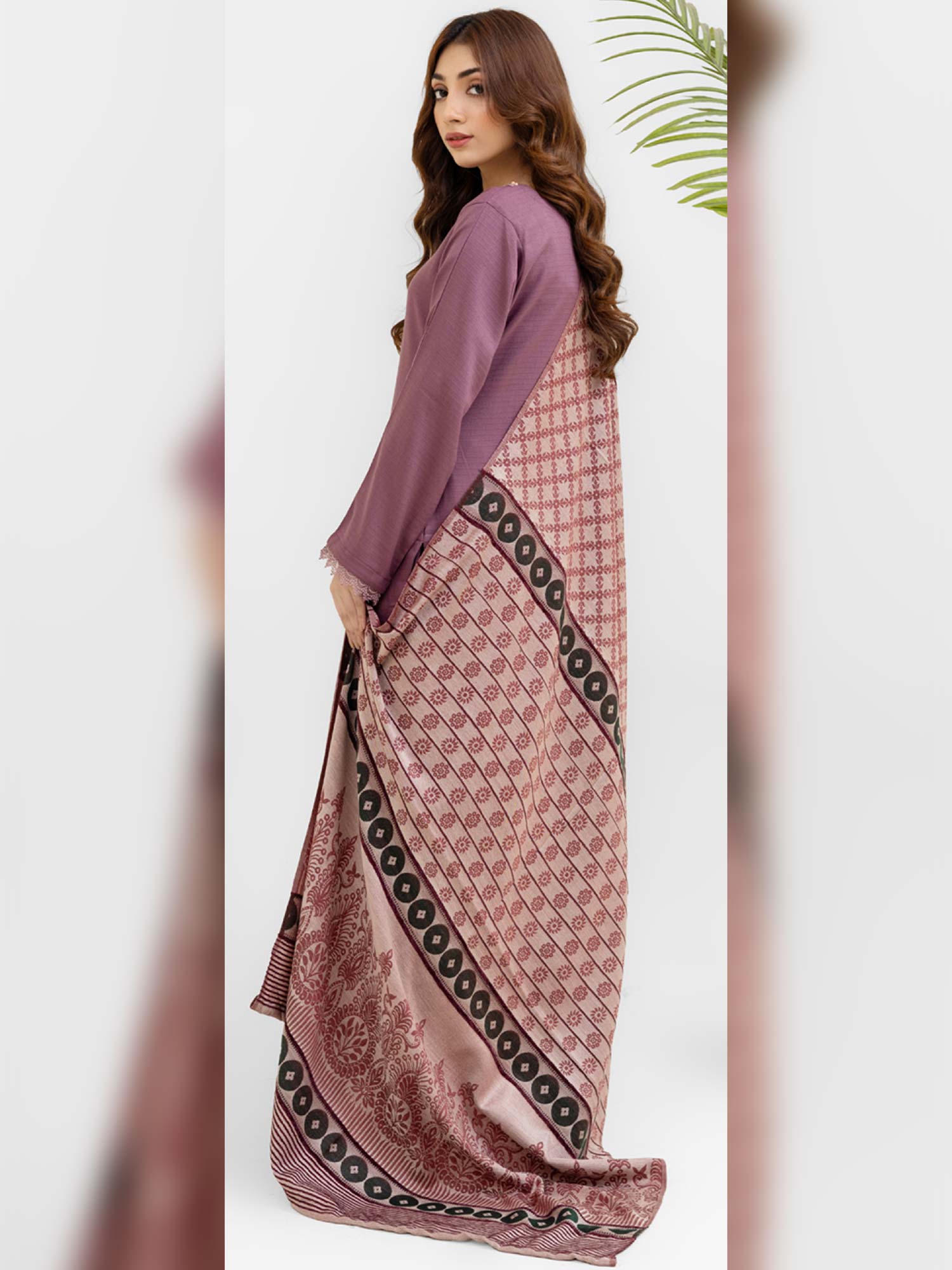 Rangz Mauve Winter Dhanak Suit with Kashmiri Wool Shawl