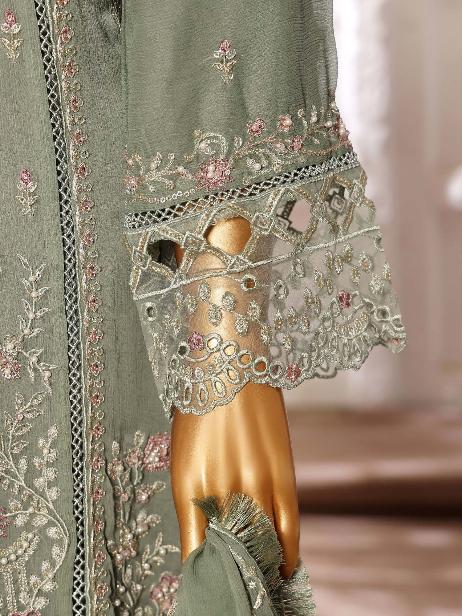 Sadabahar "Afsanay" Luxury Chiffon Suit - Green