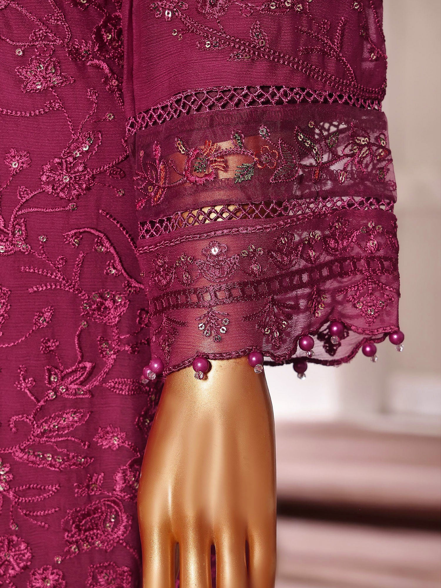 Sadabahar "Afsanay" Luxury Chiffon Suit - Magenta