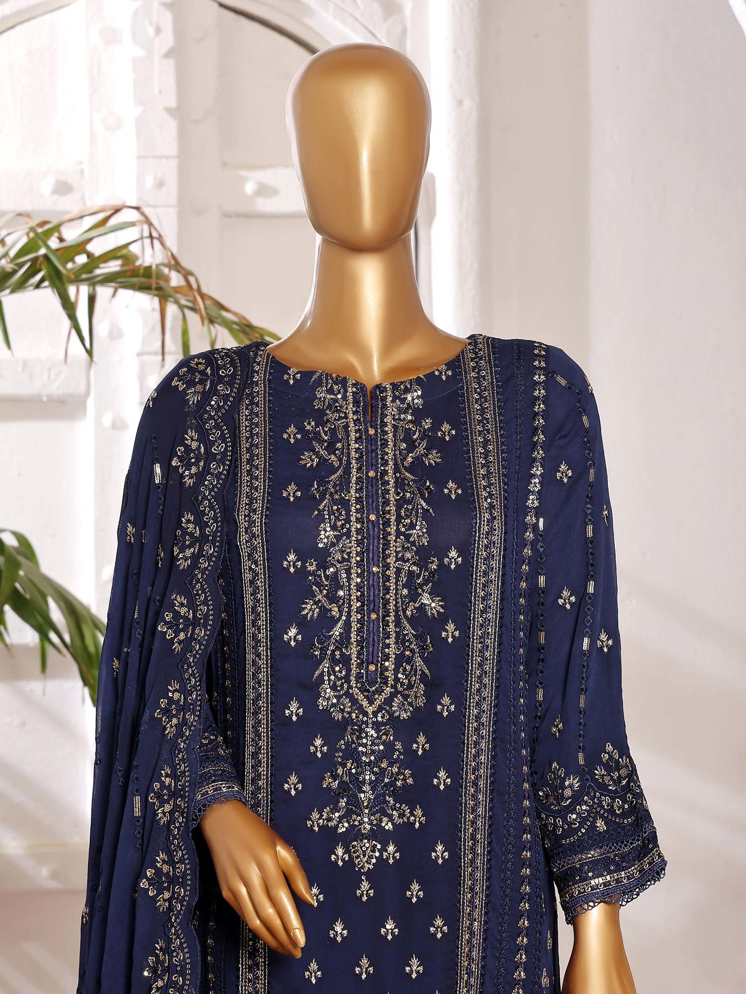 Sadabahar "Afsanay" Luxury Chiffon Suit - Blue