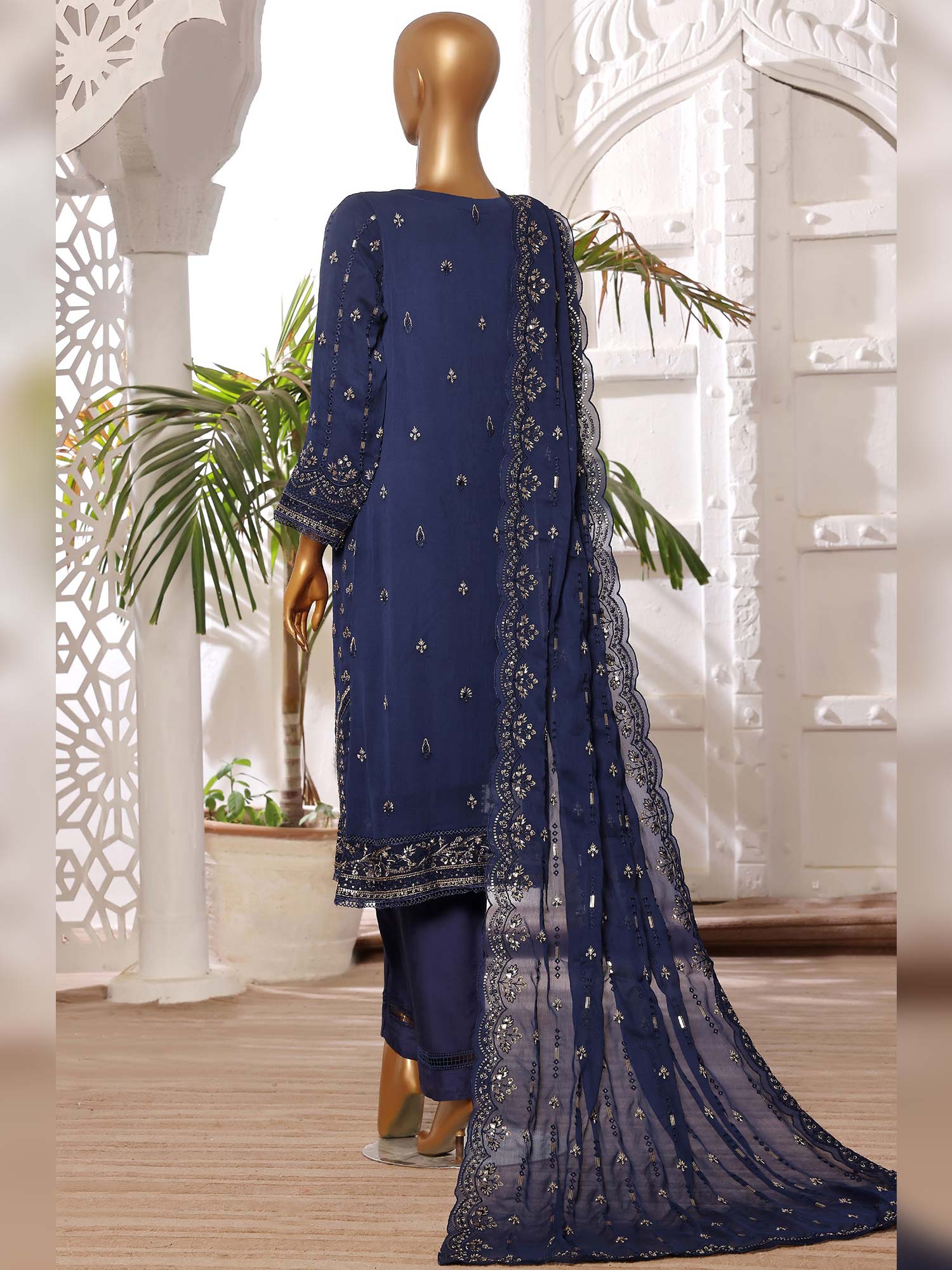 Sadabahar "Afsanay" Luxury Chiffon Suit - Blue