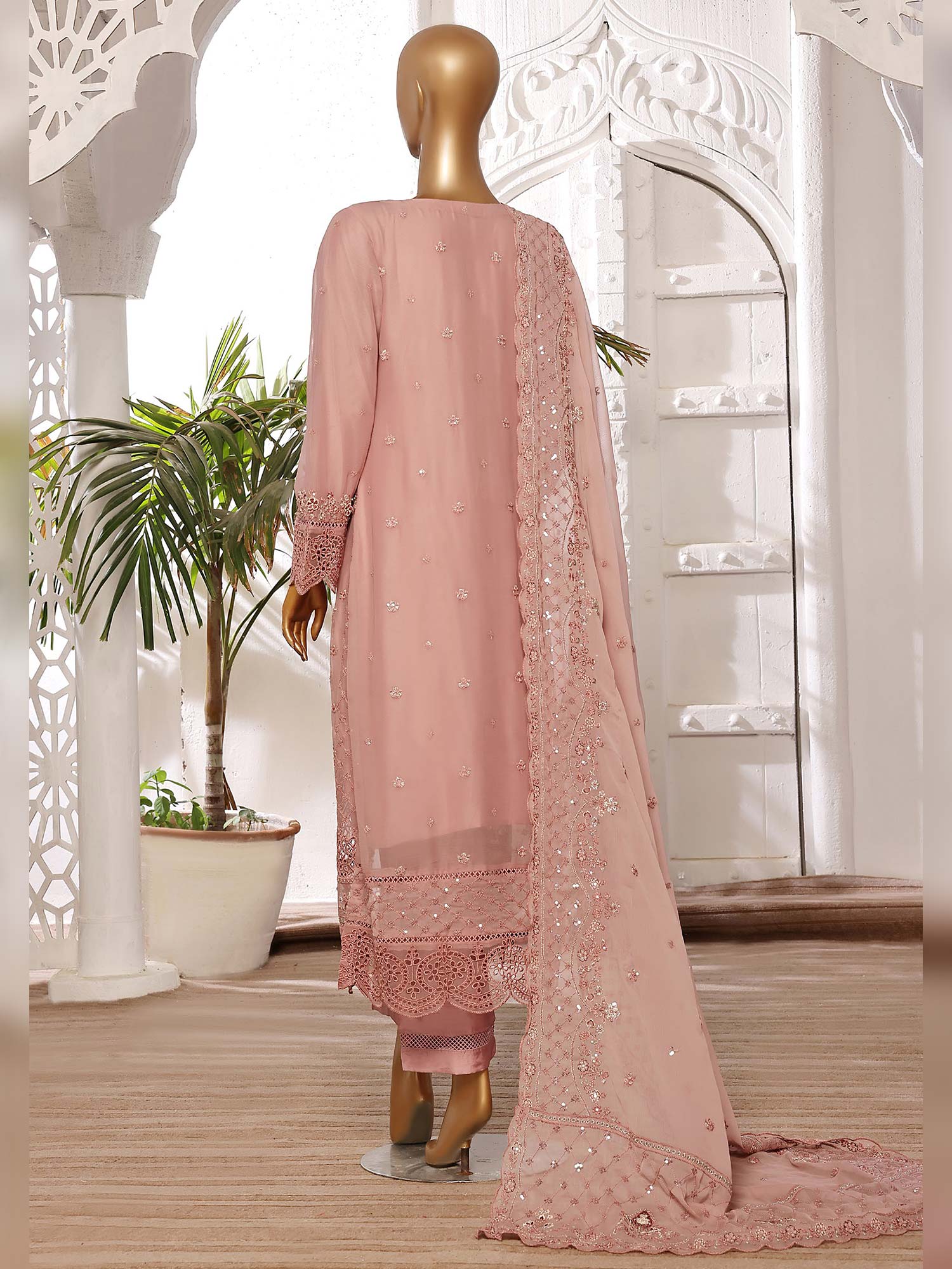 Sadabahar "Afsanay" Luxury Chiffon Suit - Dusky Pink