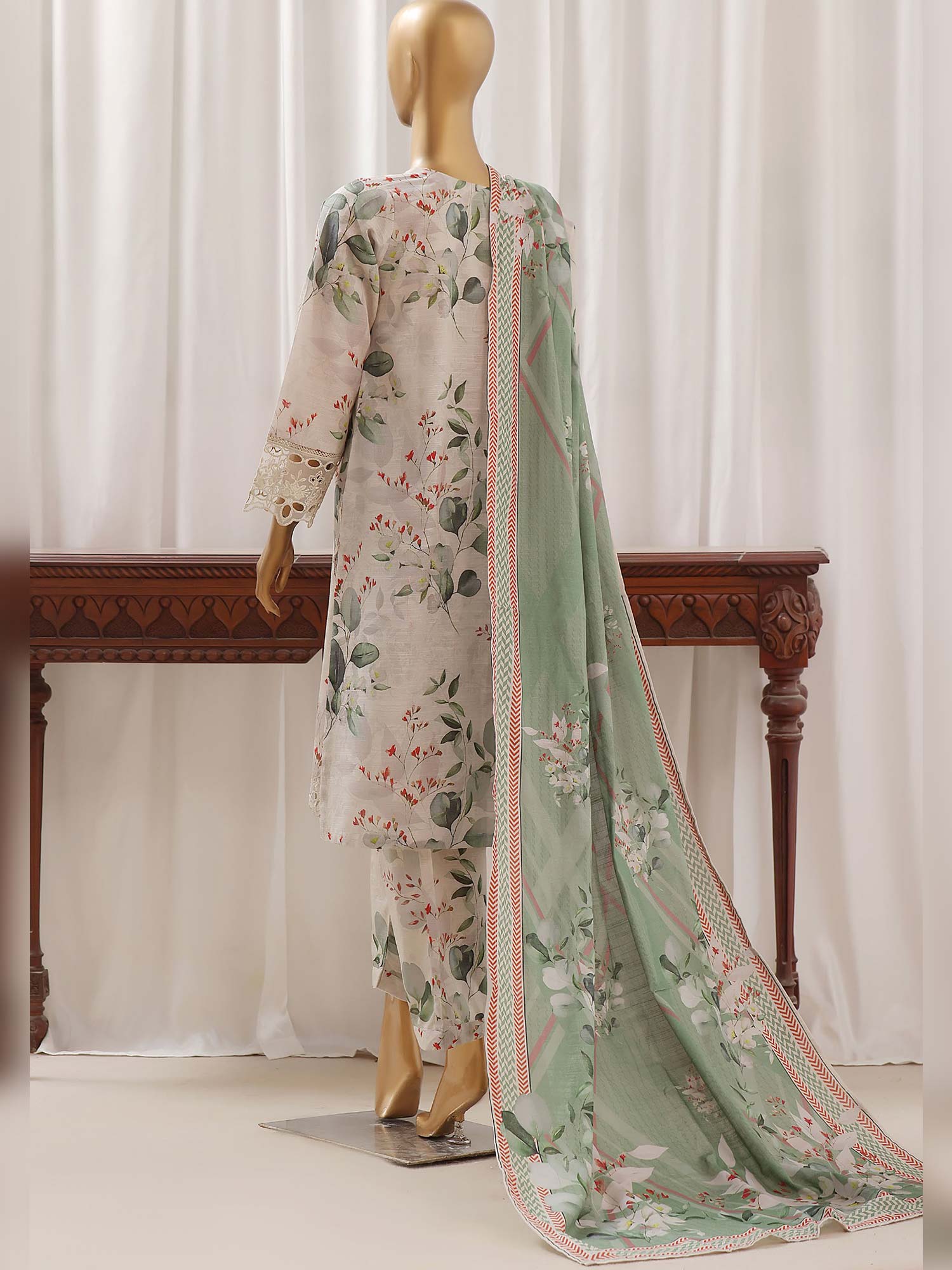 Sadabahar Embroidered Winter Khaddar 3-Piece Suit - Light Beige