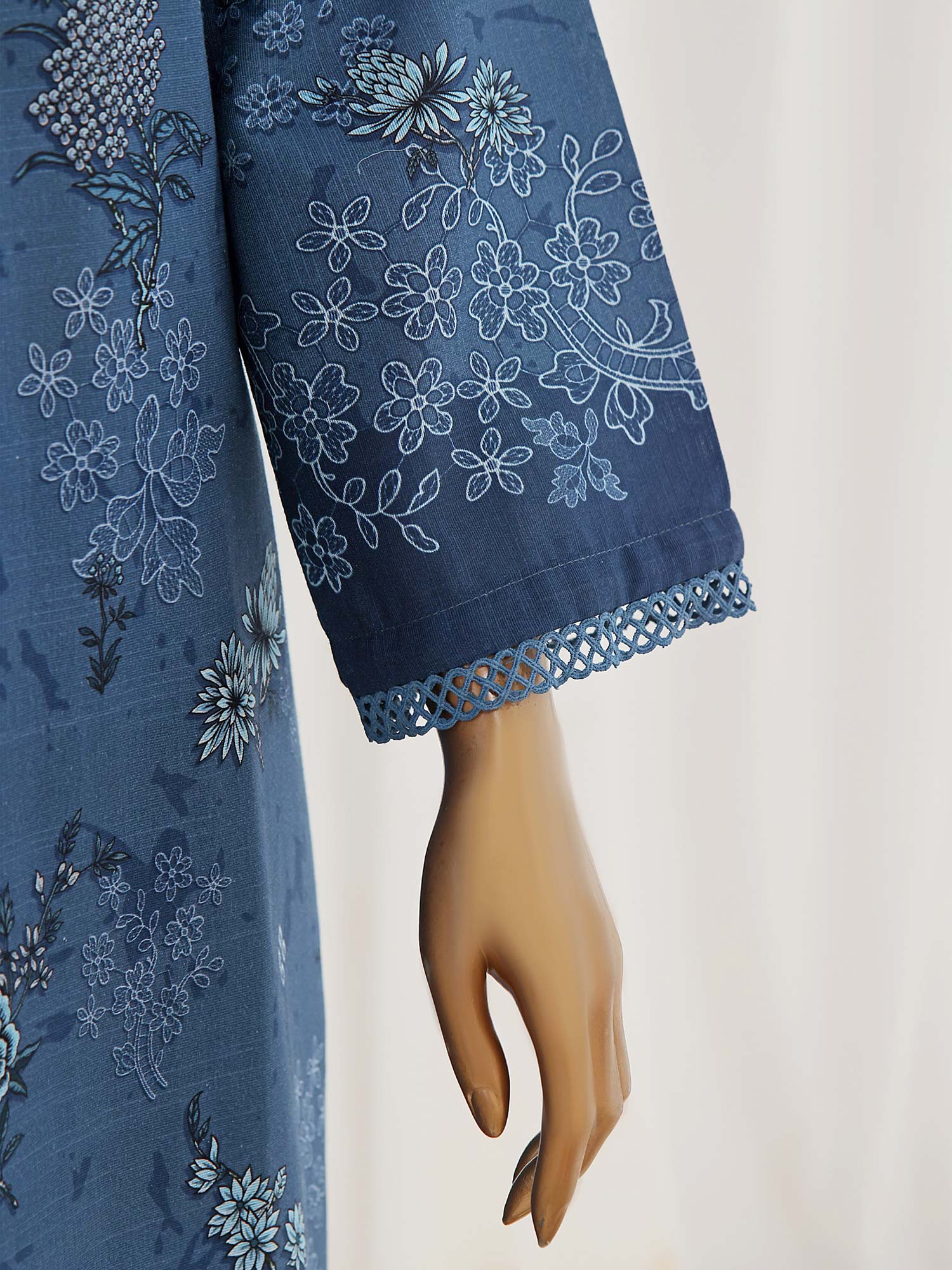 Sadabahar Printed Winter Khaddar 3-Piece Suit - Blue