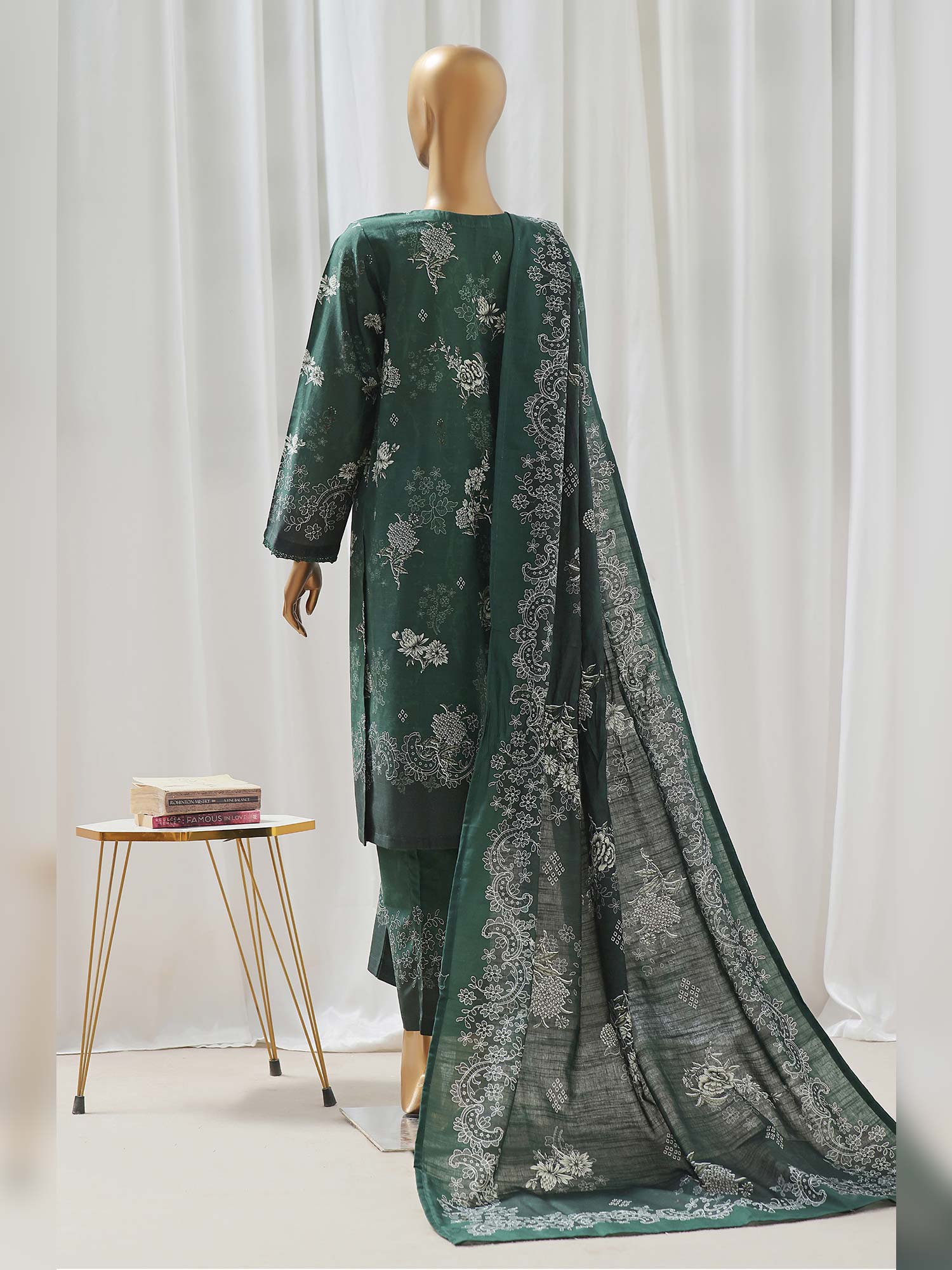 Sadabahar Printed Winter Khaddar 3-Piece Suit - Green