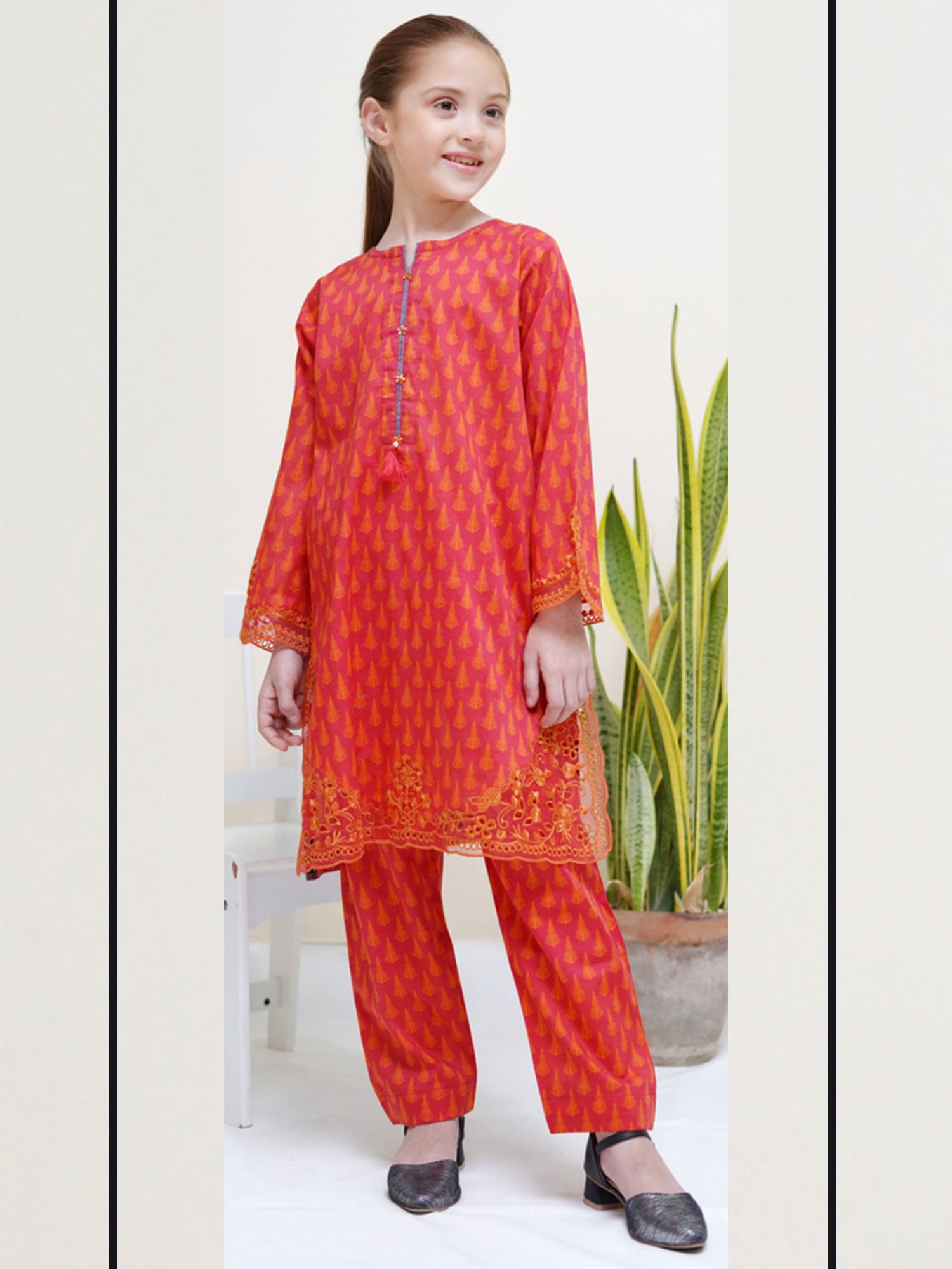 Kids Red Coords Embroidered Lawn 2-Piece Suit