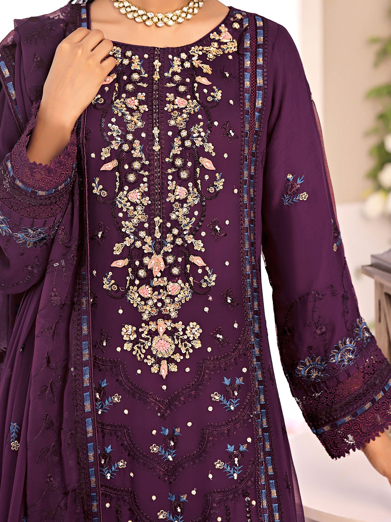 Wardah Uzair "Allure" Luxury Pret Embroidered Chiffon Suit - Sheen