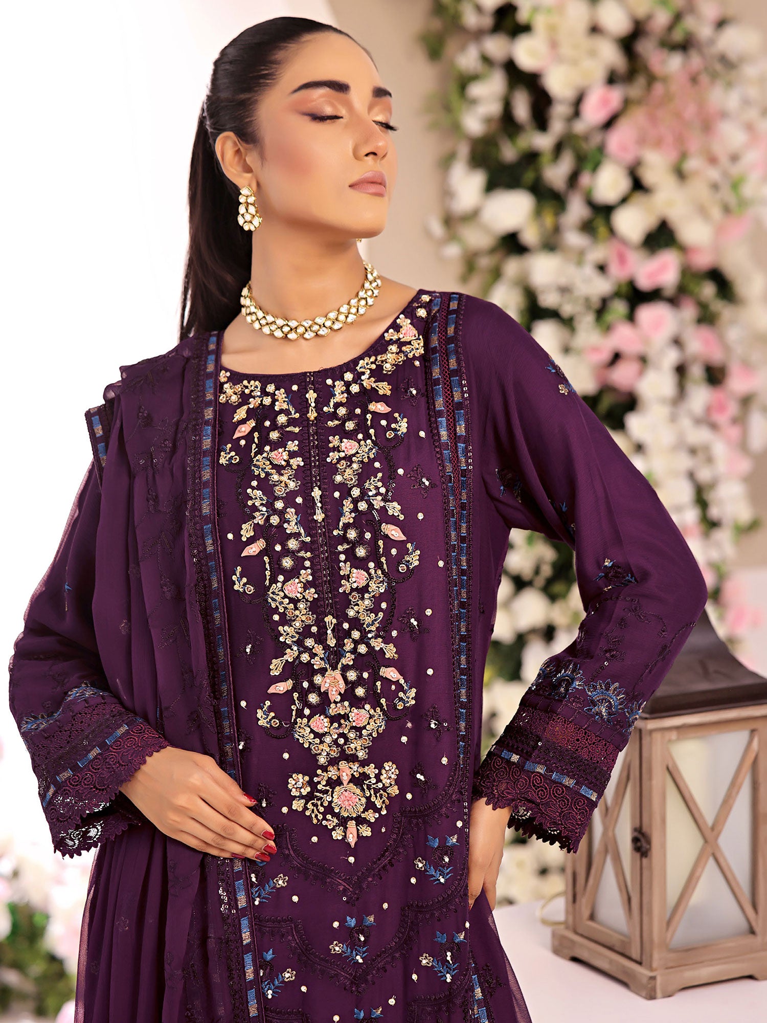 Wardah Uzair "Allure" Luxury Pret Embroidered Chiffon Suit - Sheen