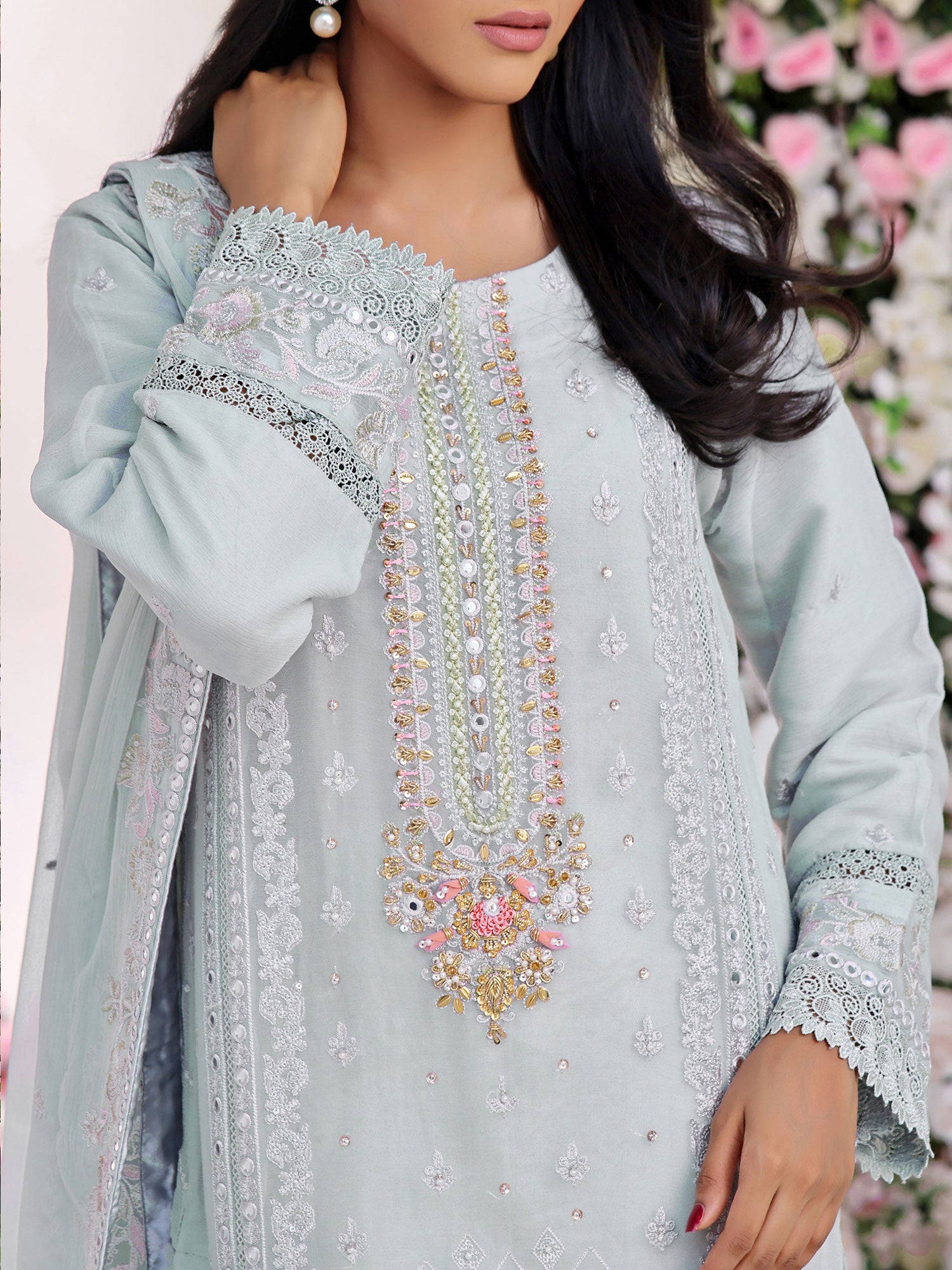 Wardah Uzair "Allure" Luxury Pret Embroidered Chiffon Suit - Silhouette