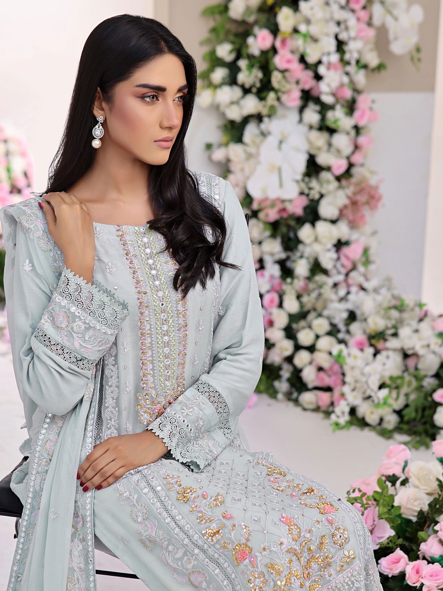 Wardah Uzair "Allure" Luxury Pret Embroidered Chiffon Suit - Silhouette