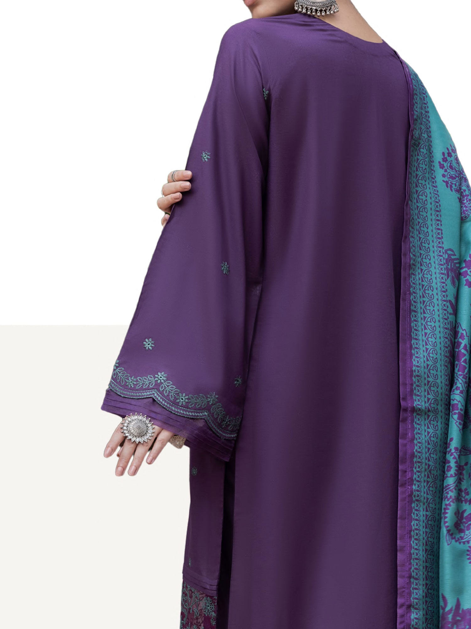 Casual Lite "Wabasta" Embroidered Winter Linen Suit - Purple