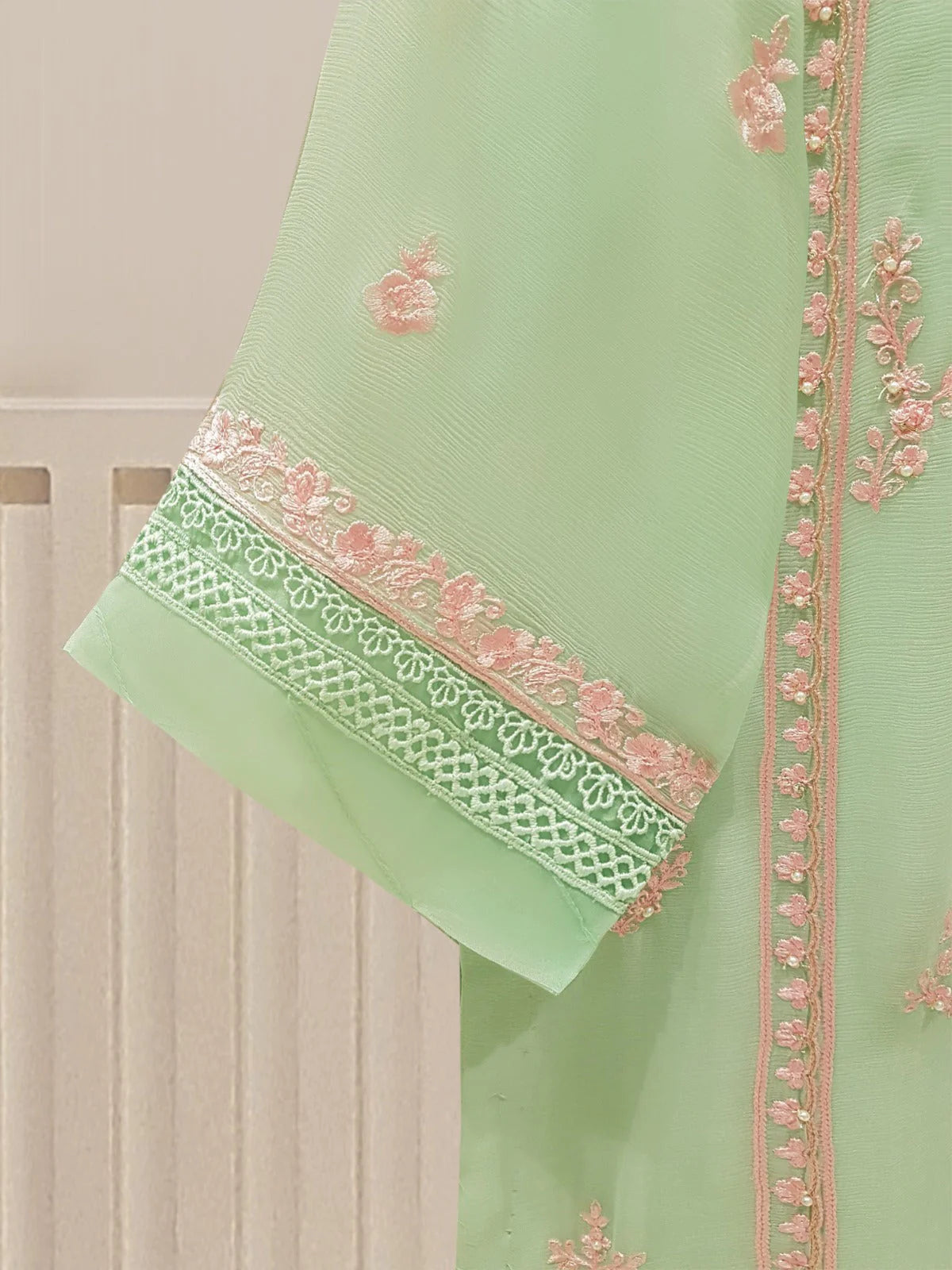 Agha Noor Pista Green Pure Chiffon 2-Piece (Shirt + Dupatta)