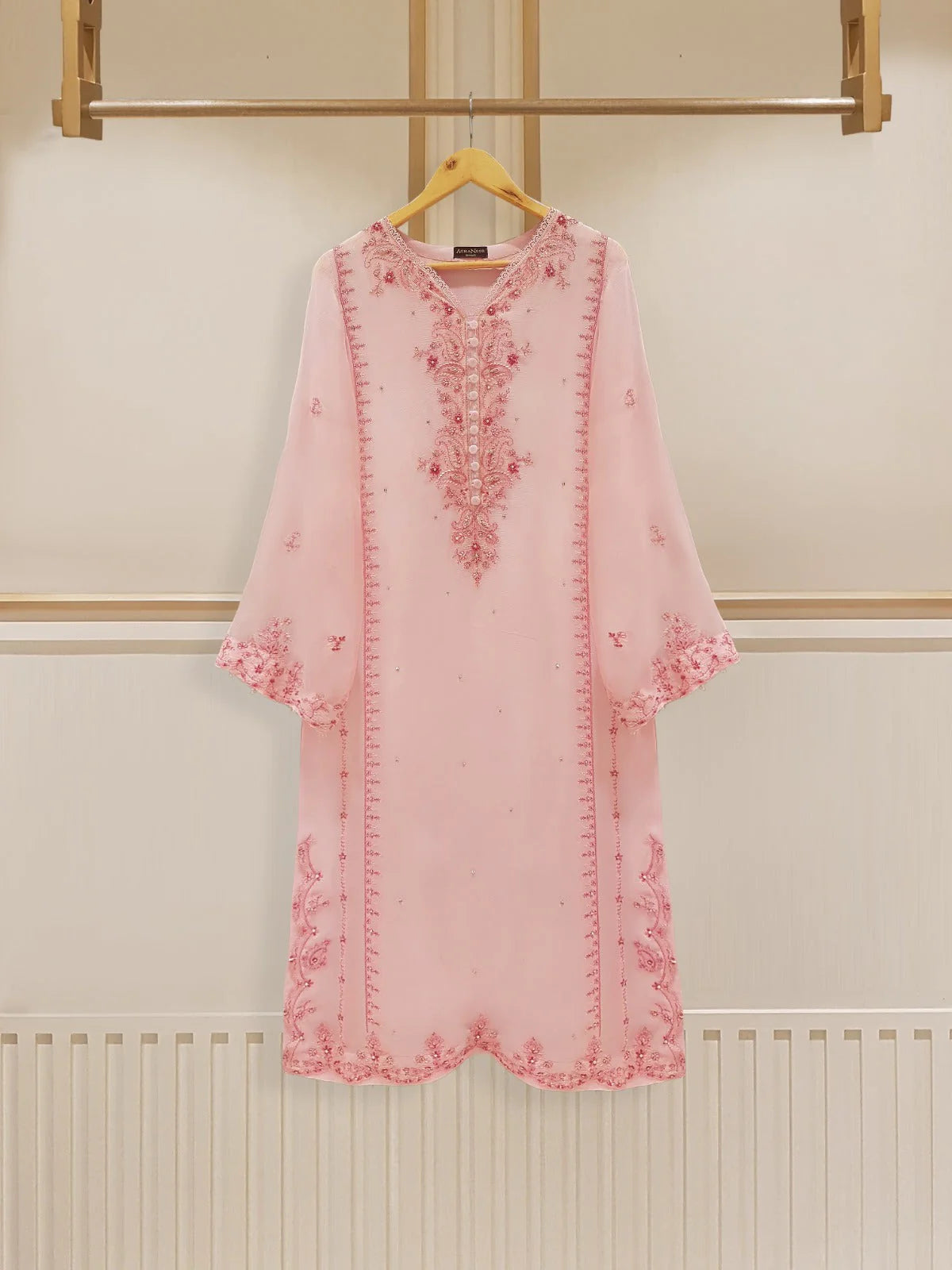 Agha Noor Pink Pure Chiffon 2-Piece (Shirt + Trouser)