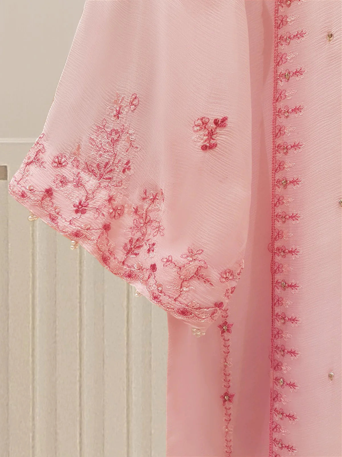 Agha Noor Pink Pure Chiffon 2-Piece (Shirt + Trouser)