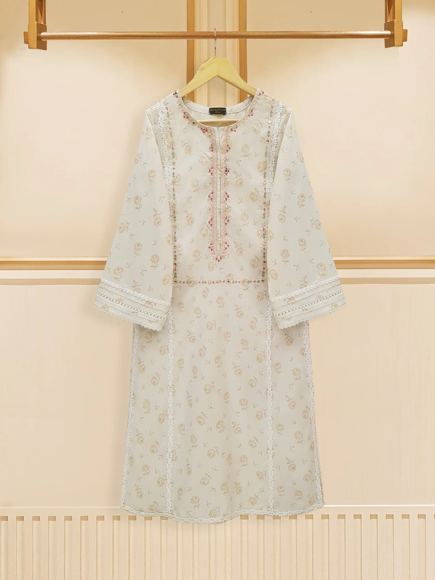 Agha Noor Off-White Digital Printed Lawn Shirt