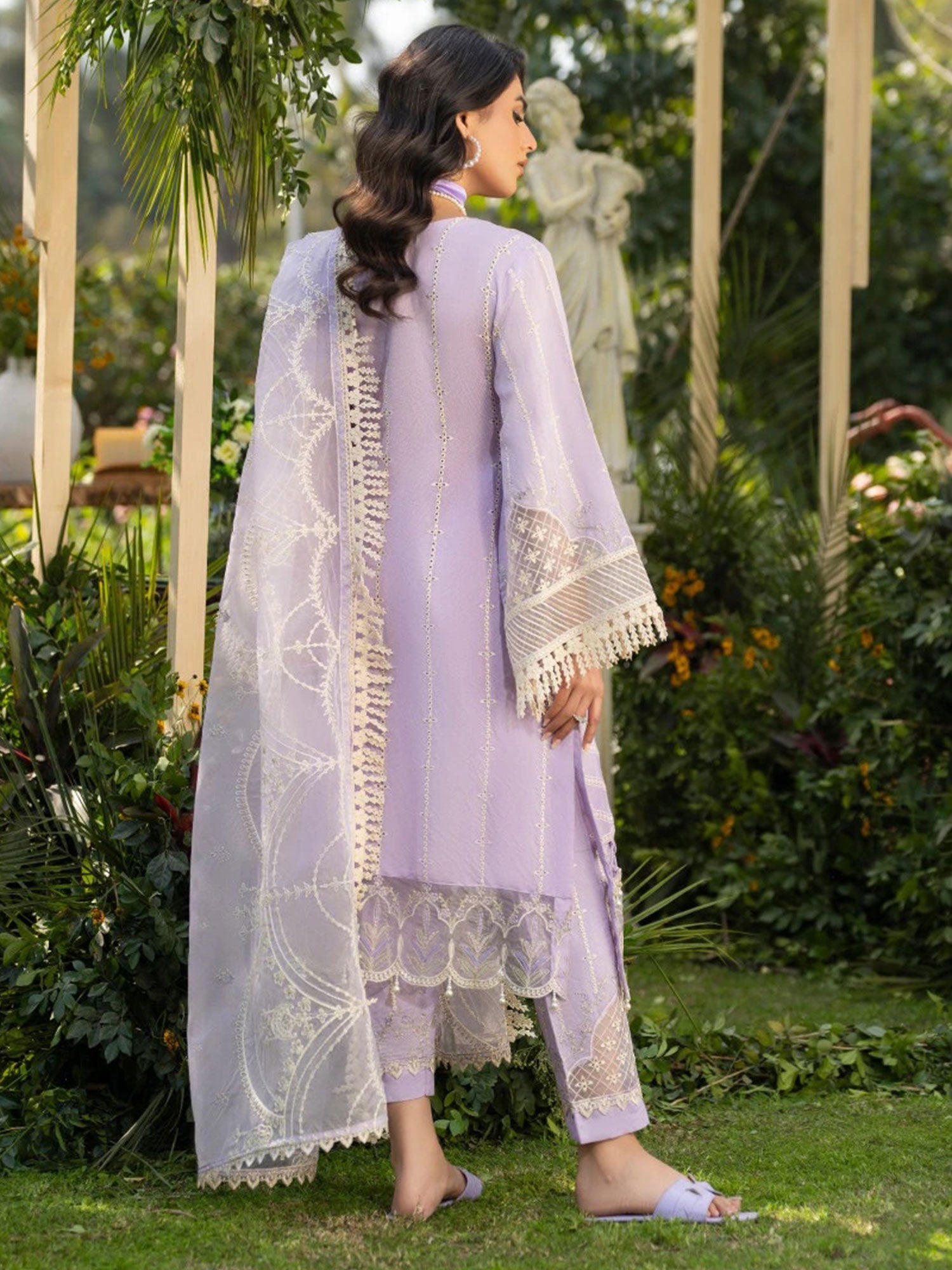 Zarqun Lilac Embroidered Luxury Khadi Cotton Suit (2409B)