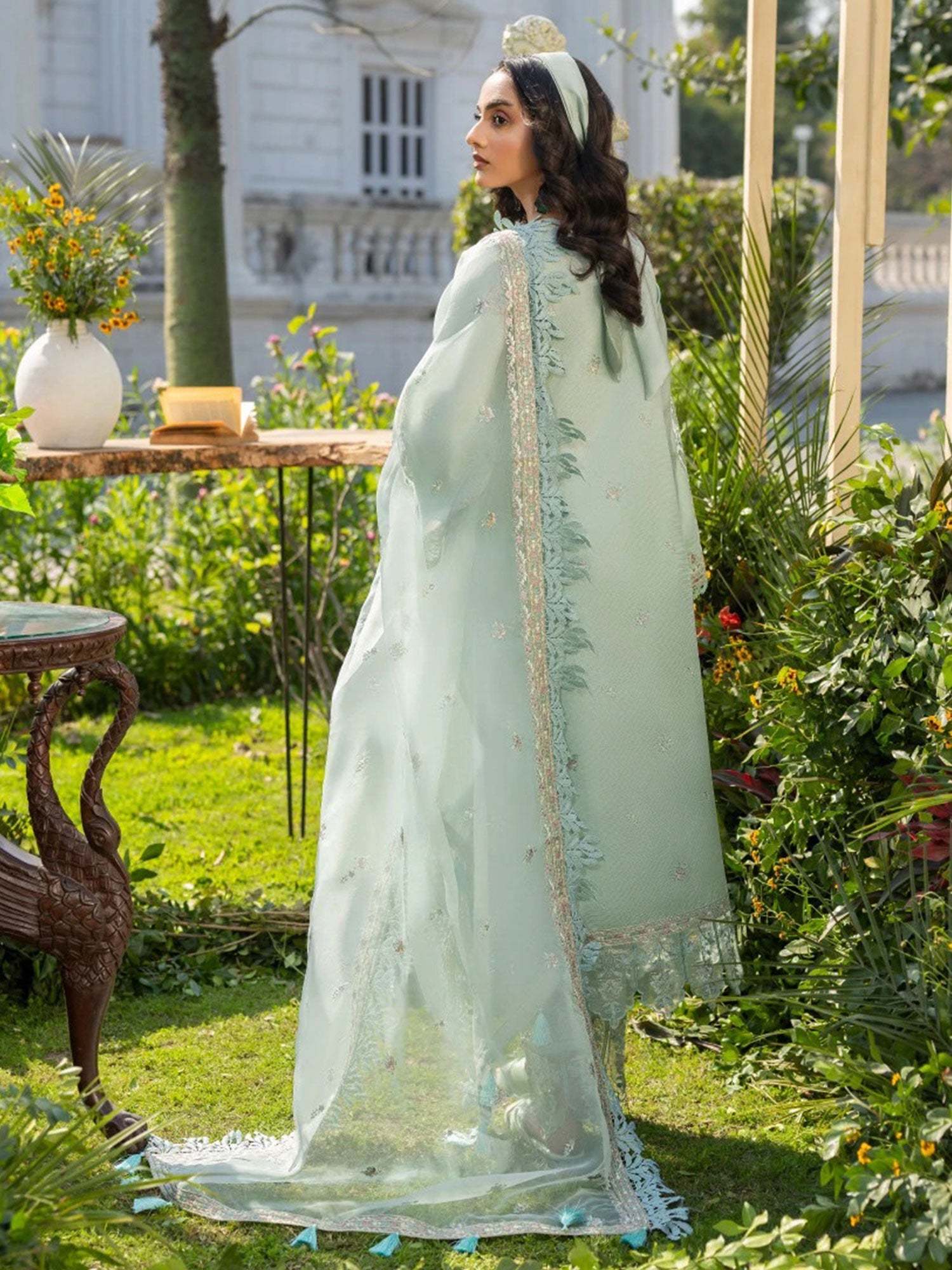 Zarqun Soft Blue Embroidered Luxury Khadi Cotton Suit (2410A)