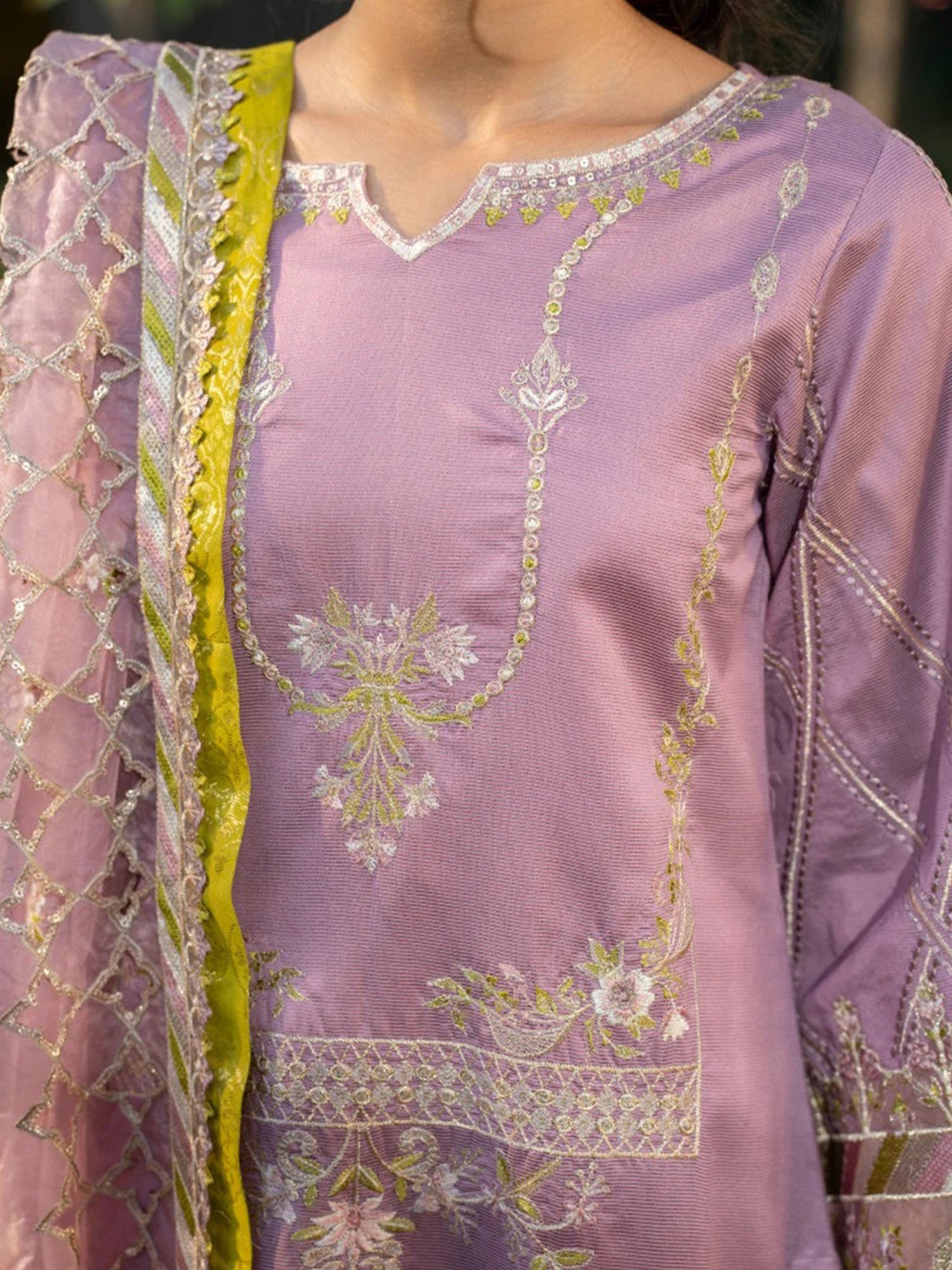 Zarqun Pink Embroidered Luxury Khadi Cotton Suit with Palazzo (2411B)