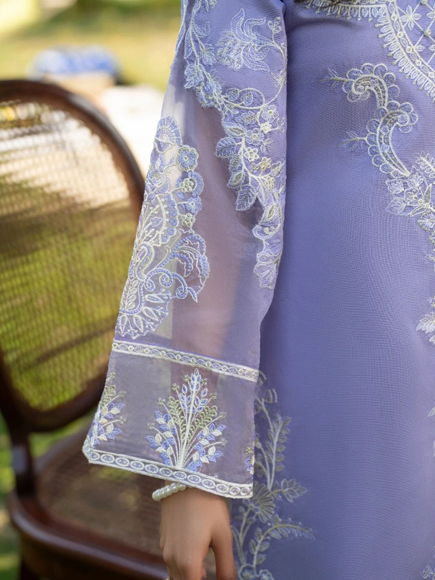 Zarqun Lilac Embroidered Luxury Khadi Cotton Suit (2416B)