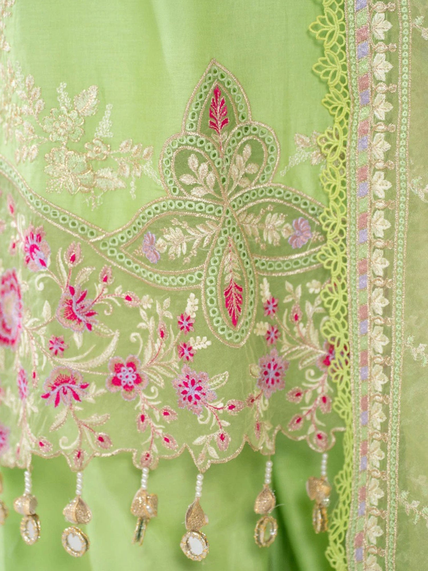 Zarqun Pistachio Embroidered Luxury Cotton Suit (2426B)