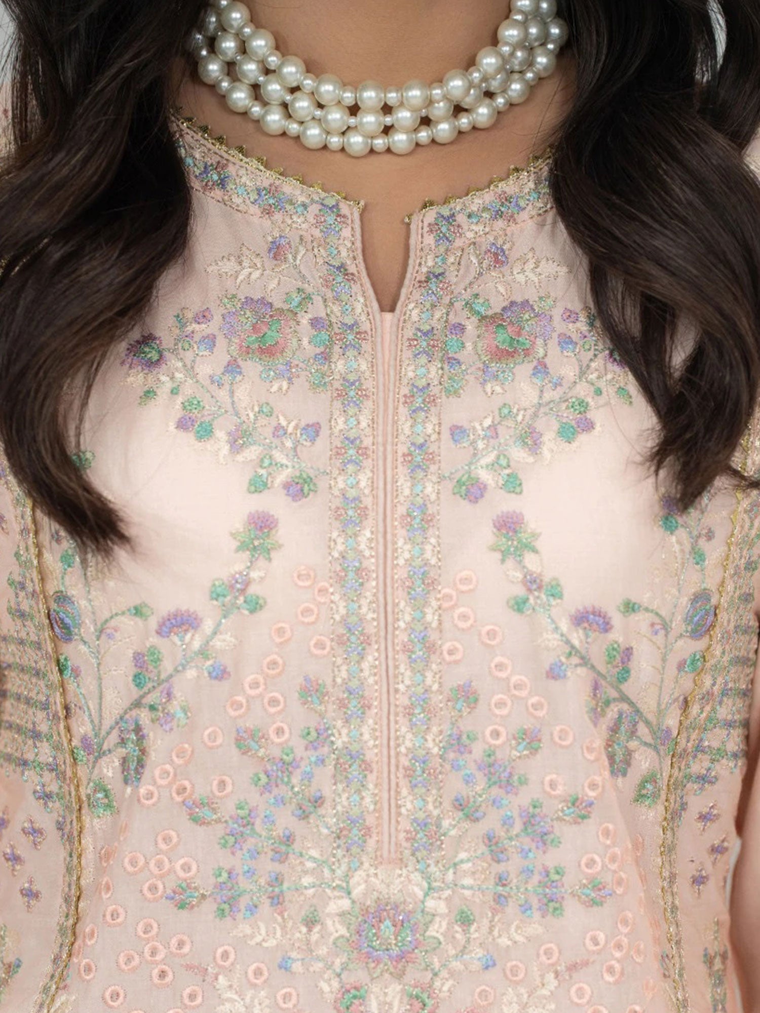 Zarqun Peach Skin Embroidered Luxury Cotton Suit (2428A)