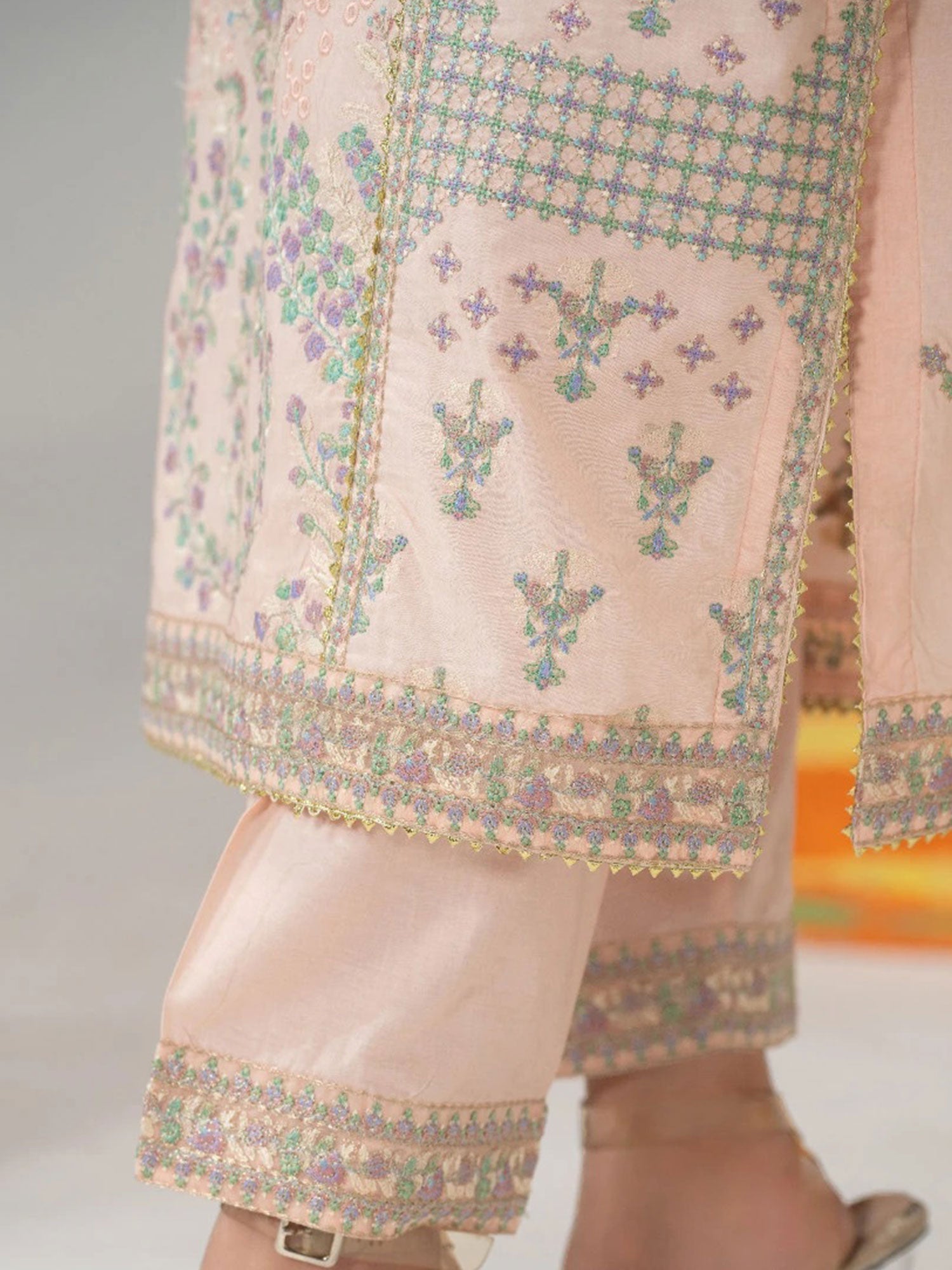 Zarqun Peach Skin Embroidered Luxury Cotton Suit (2428A)