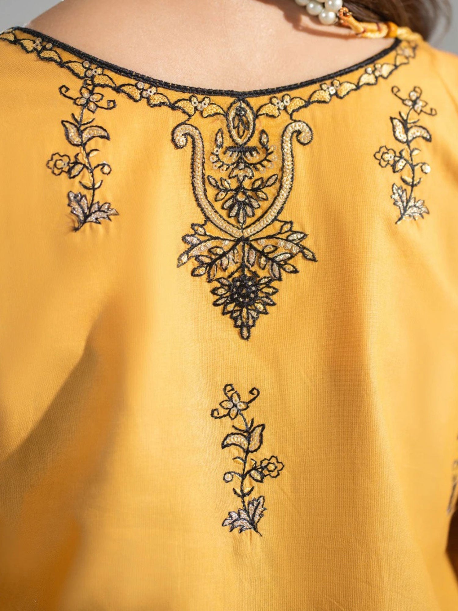 Zarqun Mustard Embroidered Luxury Cotton Suit (2430B)