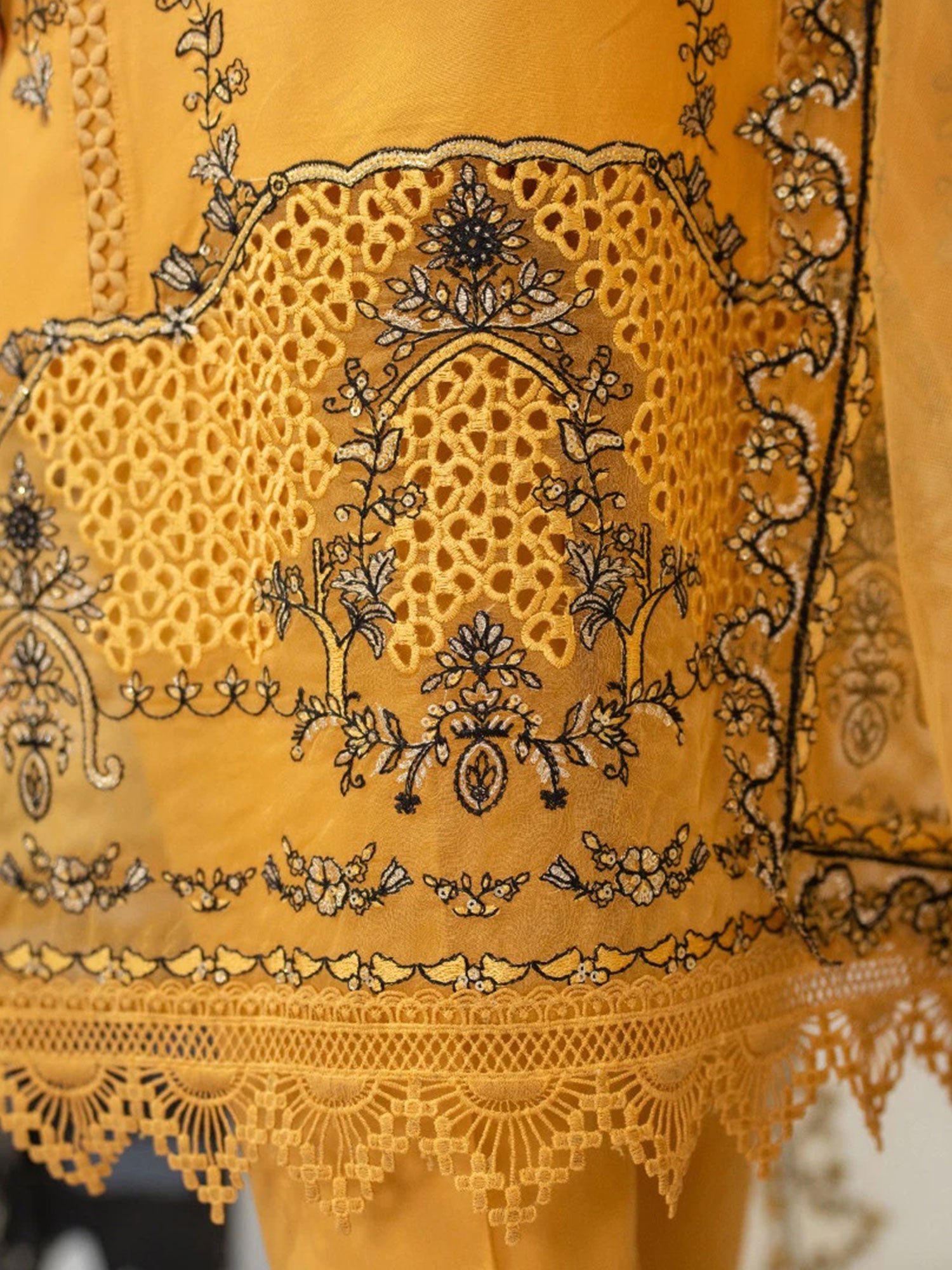 Zarqun Mustard Embroidered Luxury Cotton Suit (2430B)