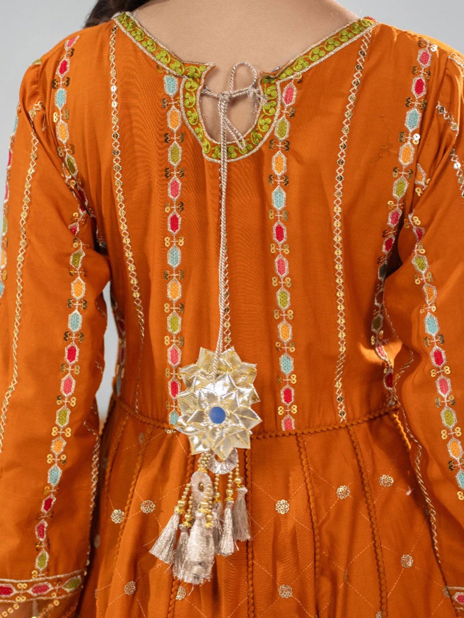 Zarqun Deep Orange Embroidered Luxury Cotton Maxi Suit (2431A)