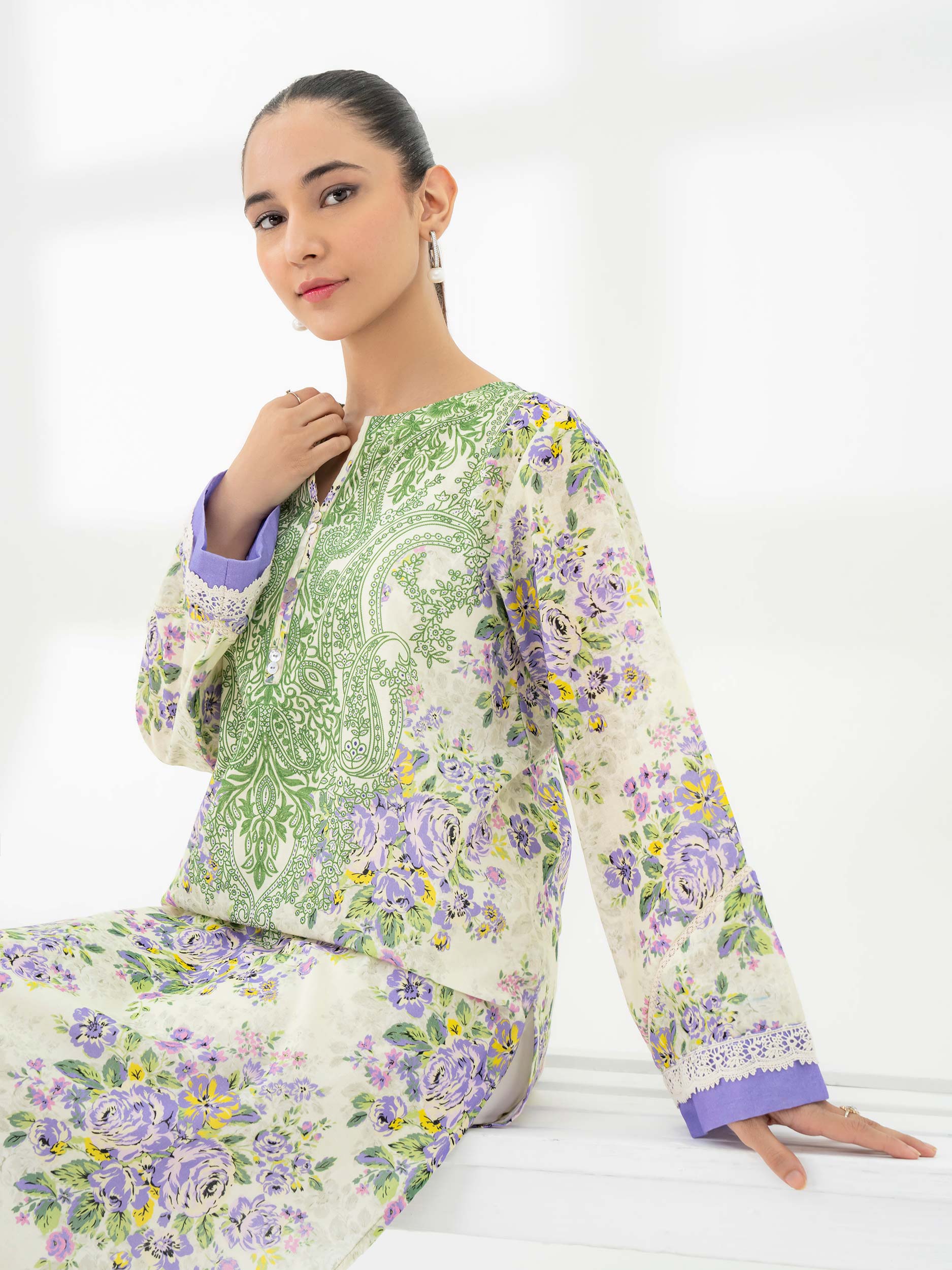 Limelight Mint Khaddar Printed Shirt (A0802SH)