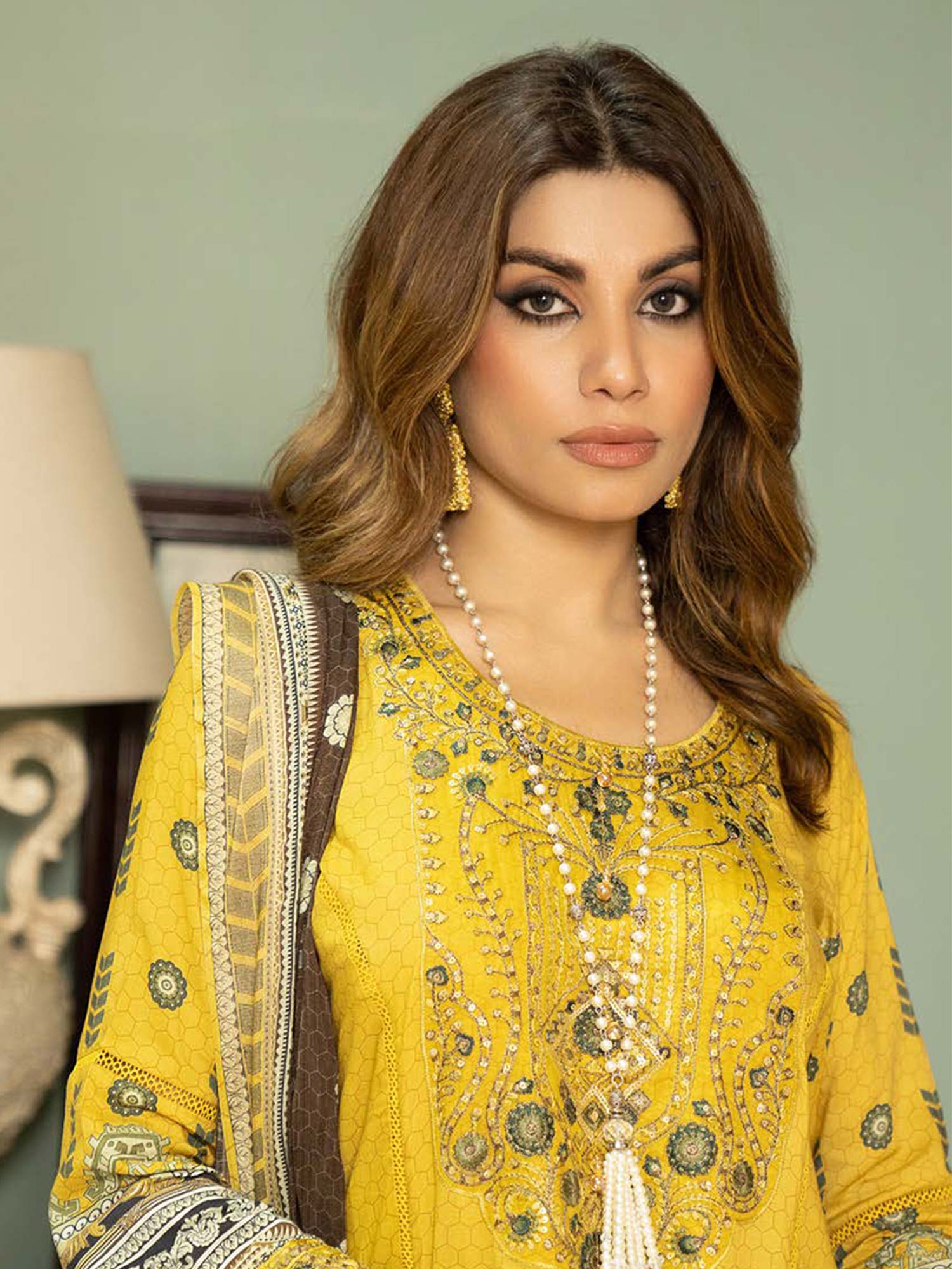 Munira Yellow Linen Digital Print Suit (MSL-07)