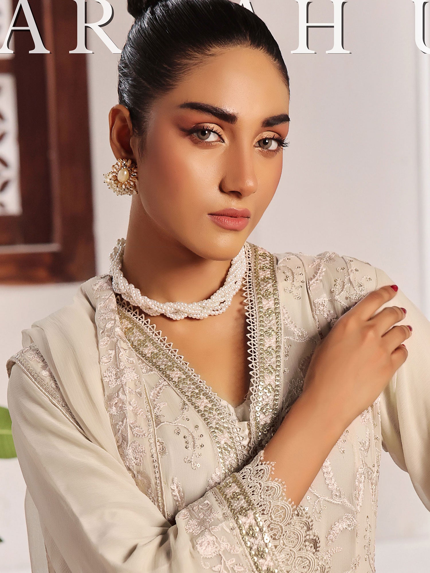 Wardah Uzair "Dil Ruba" Luxury Embroidered Chiffon Gown Suit - Noor