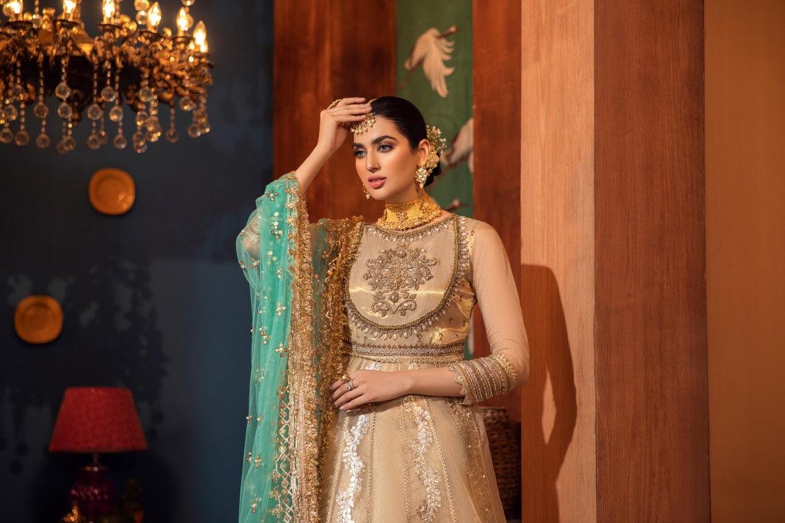 Khuda Baksh Gold Pure Masuri Suit with Sharara (P-210)