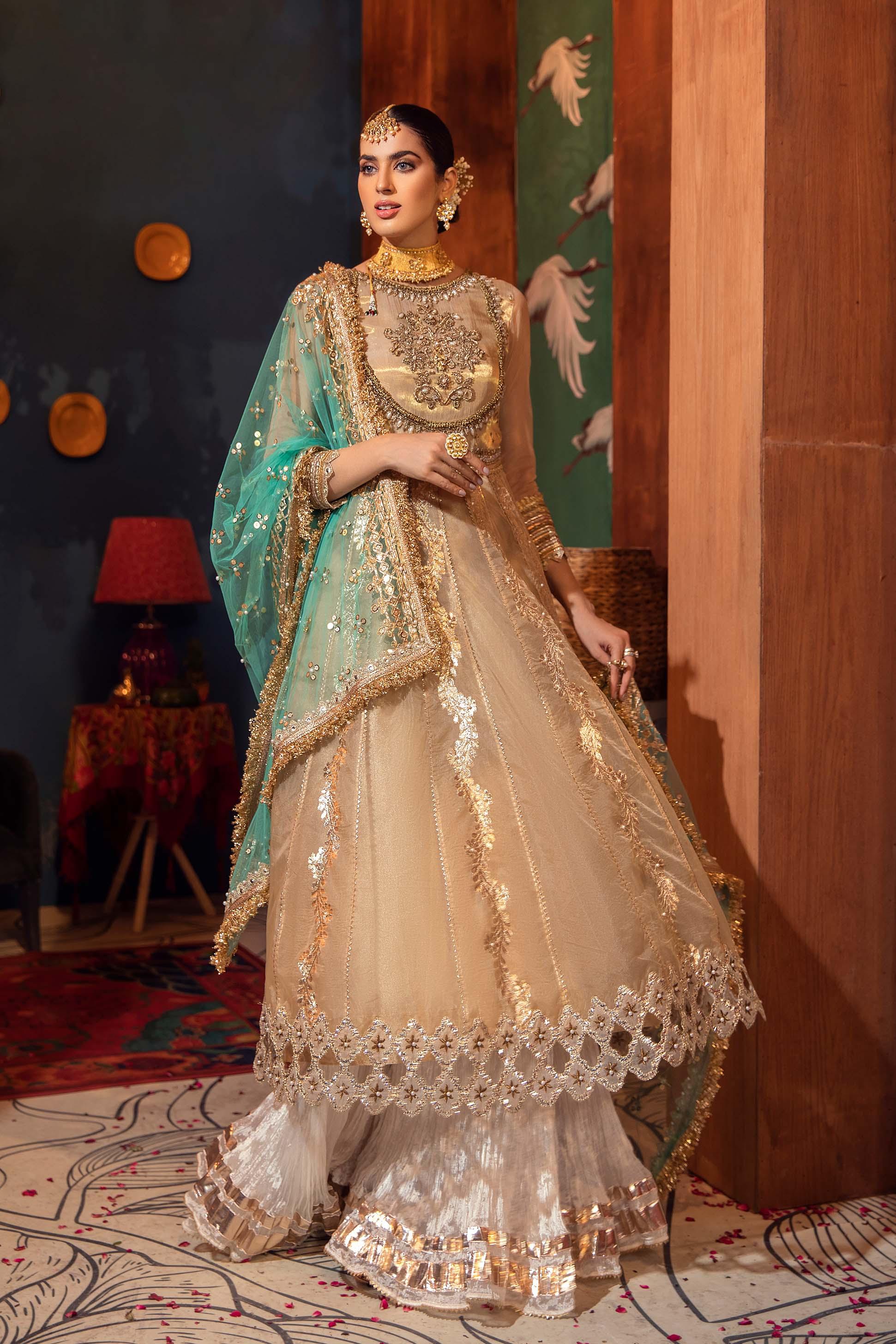 Khuda Baksh Gold Pure Masuri Suit with Sharara (P-210)