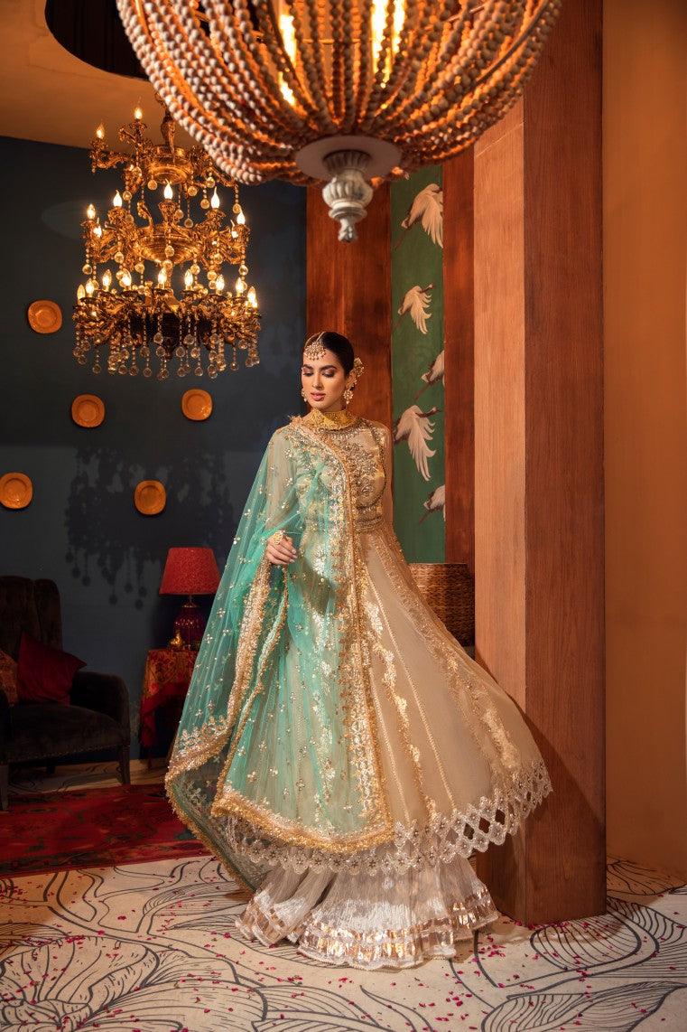 Khuda Baksh Gold Pure Masuri Suit with Sharara (P-210)